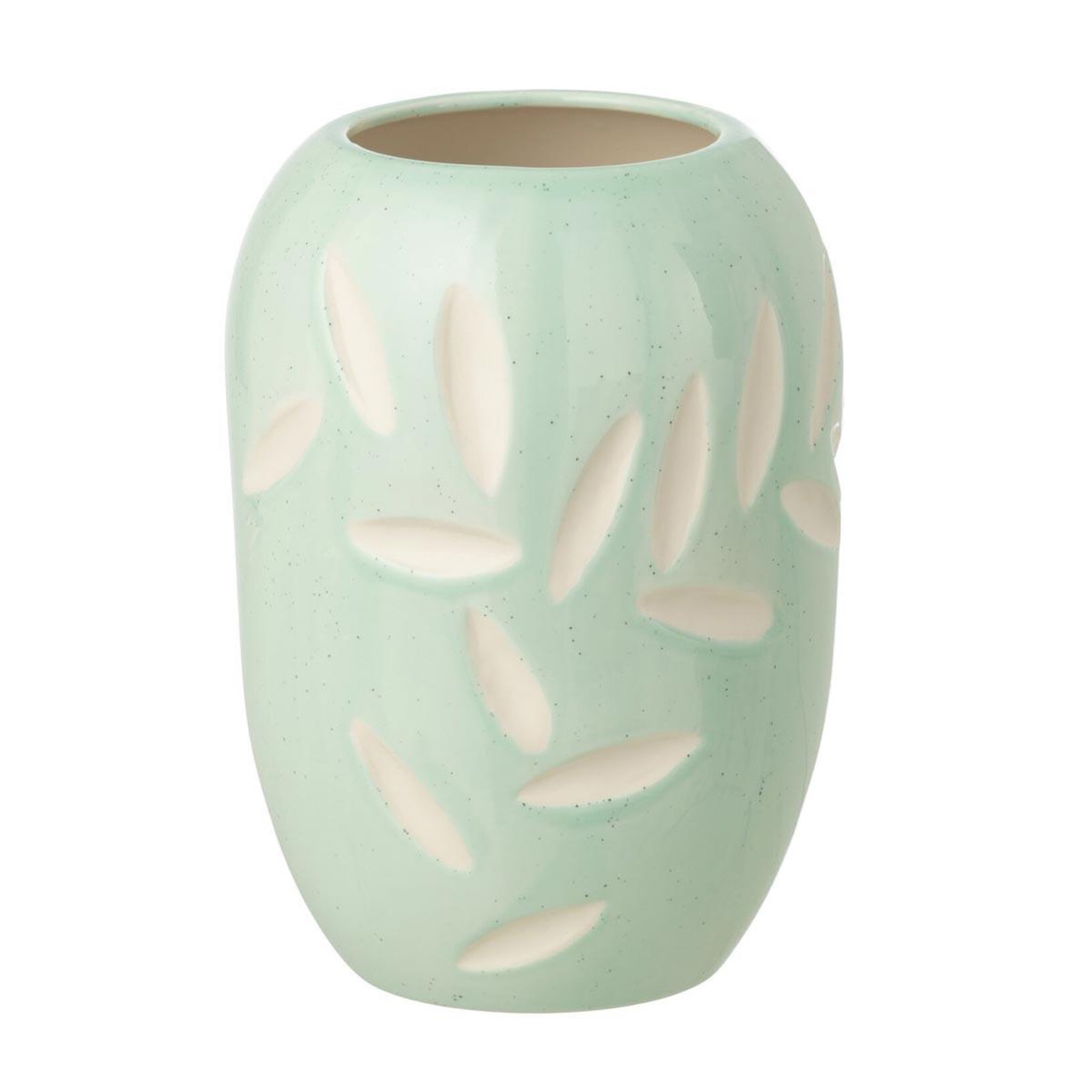 J-LINE Vase feuilles en porcelaine  foglia  20cm bleu clair