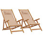 Voir la diapositive 2 : VIDAXL Chaises de plage pliantes lot de 2 taupe tissu et bois massif