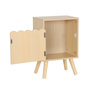 Voir la diapositive 3 : SWEEEK Table de chevet enfant décor bois naturel 1 porte. pieds bois de pin - 34 x 23.5 x 52 cm  - Azur