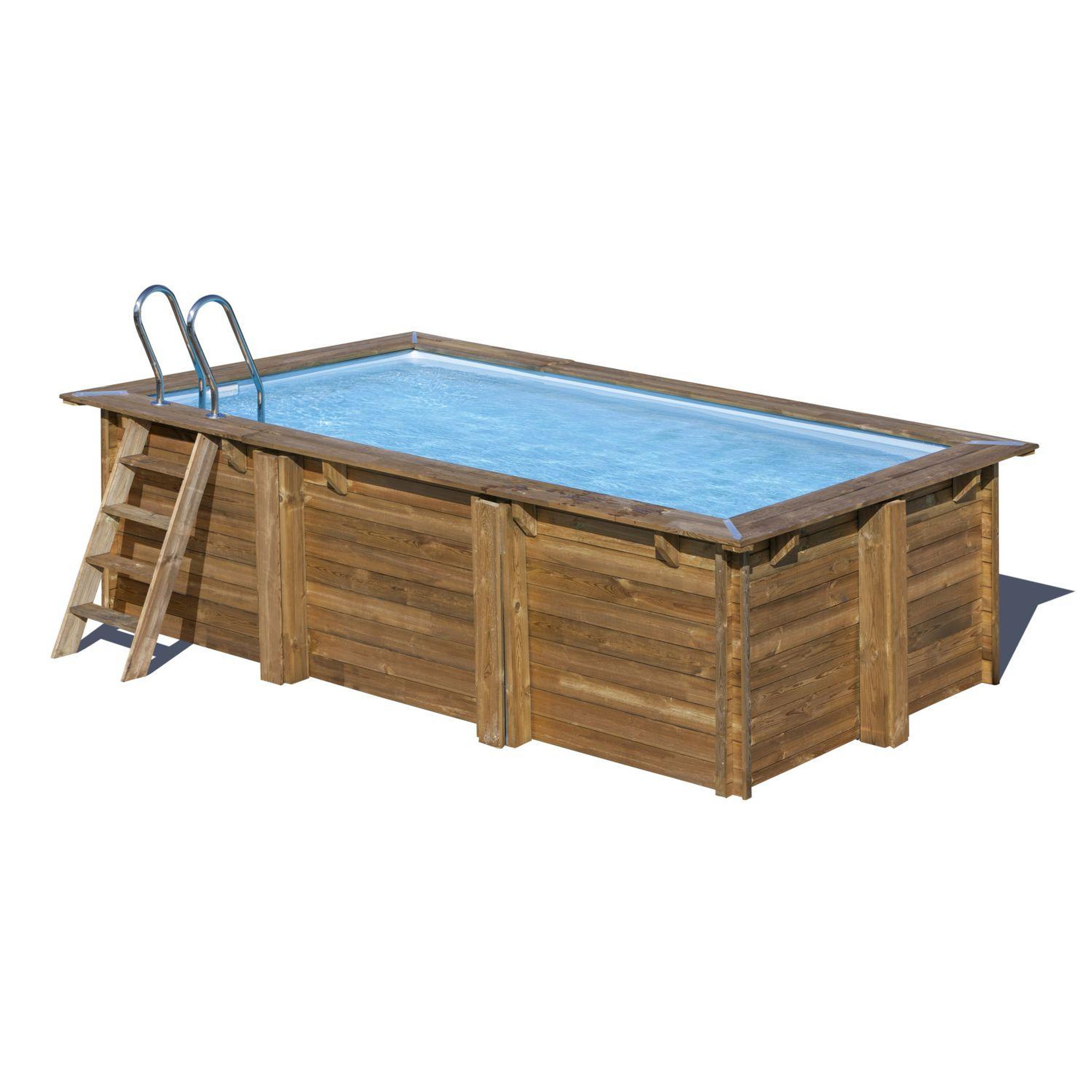 Voir la diapositive 3 : GRE Piscine hors sol bois rectangulaire - 420x270x117cm - MARBELLA 2