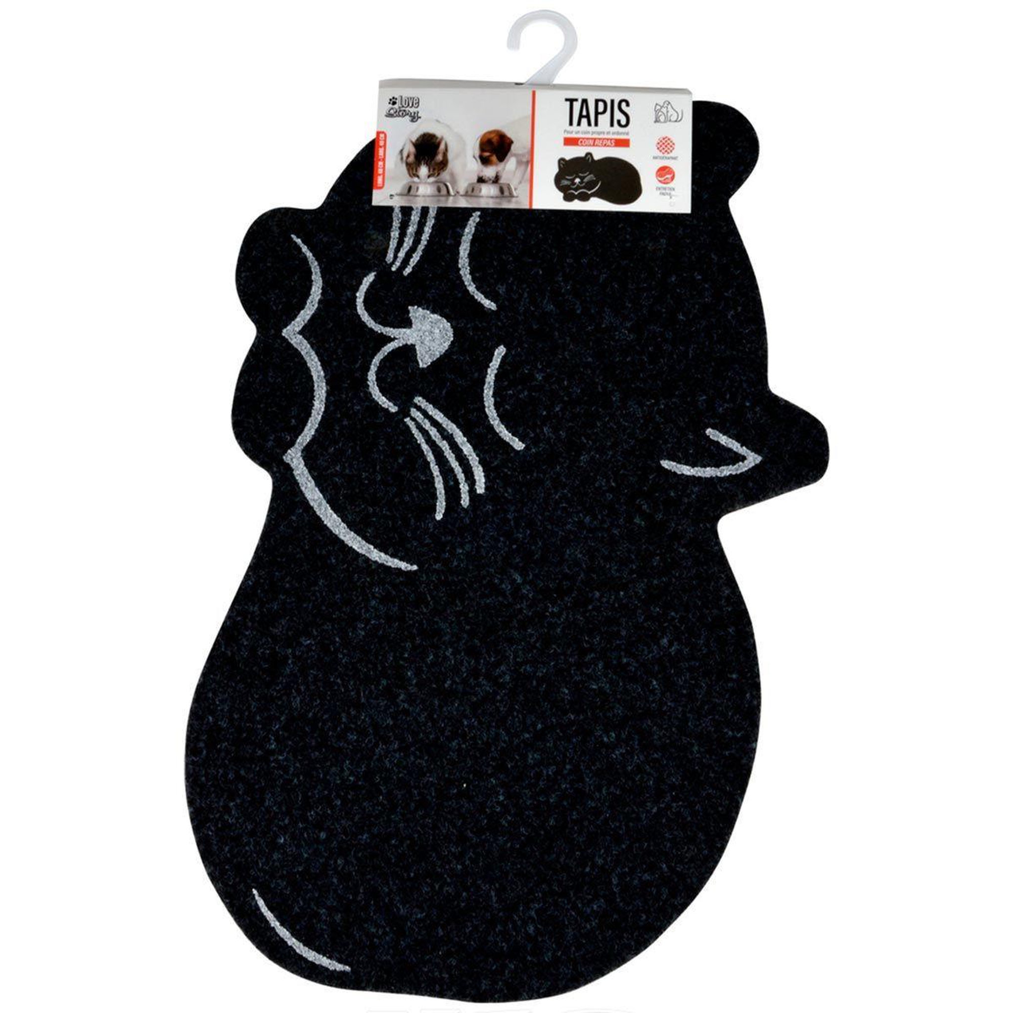 Voir la diapositive 2 : LOVE STORY Tapis de repas pour chat  feutrine  60cm noir