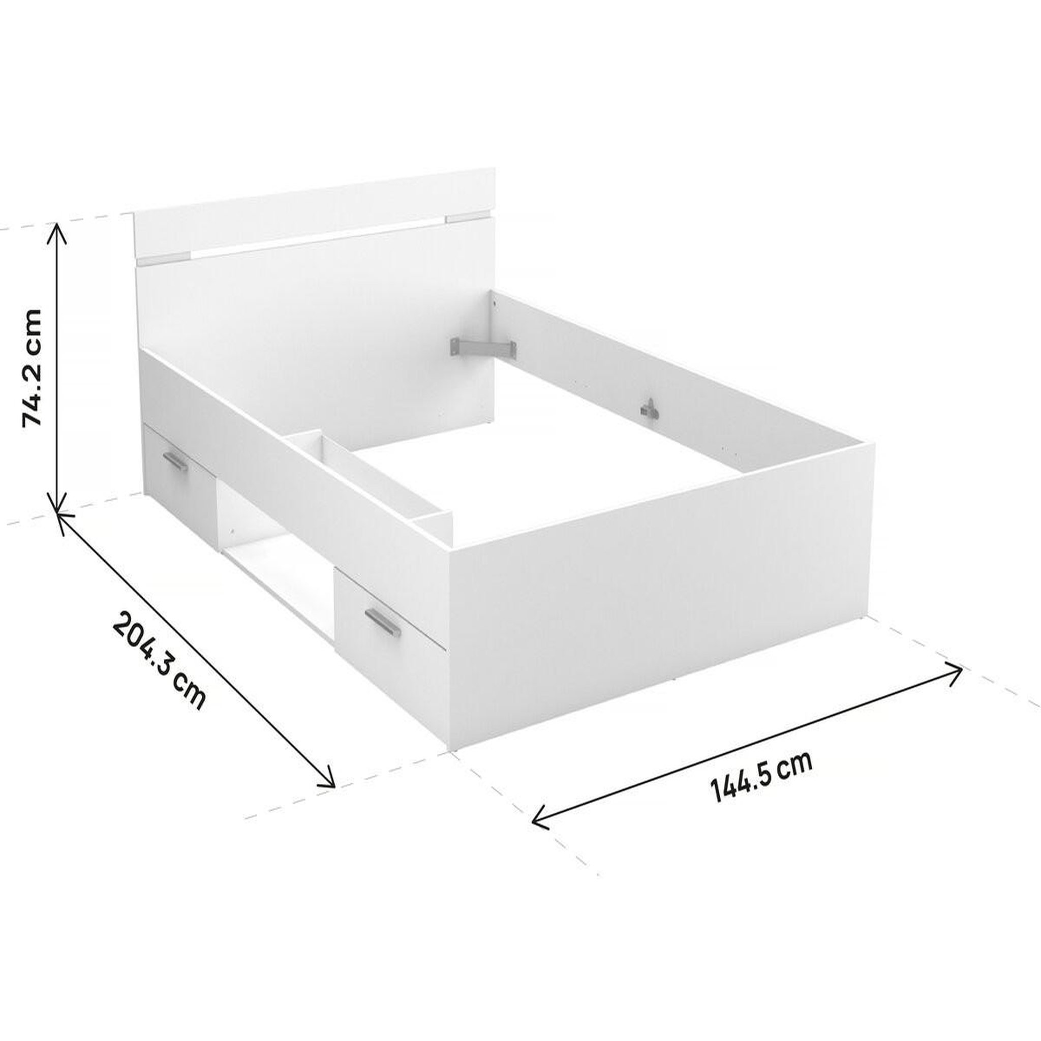 Voir la diapositive 4 : Habitat et Jardin Lit double en bois  michigan  - 140 x 200 cm - blanc