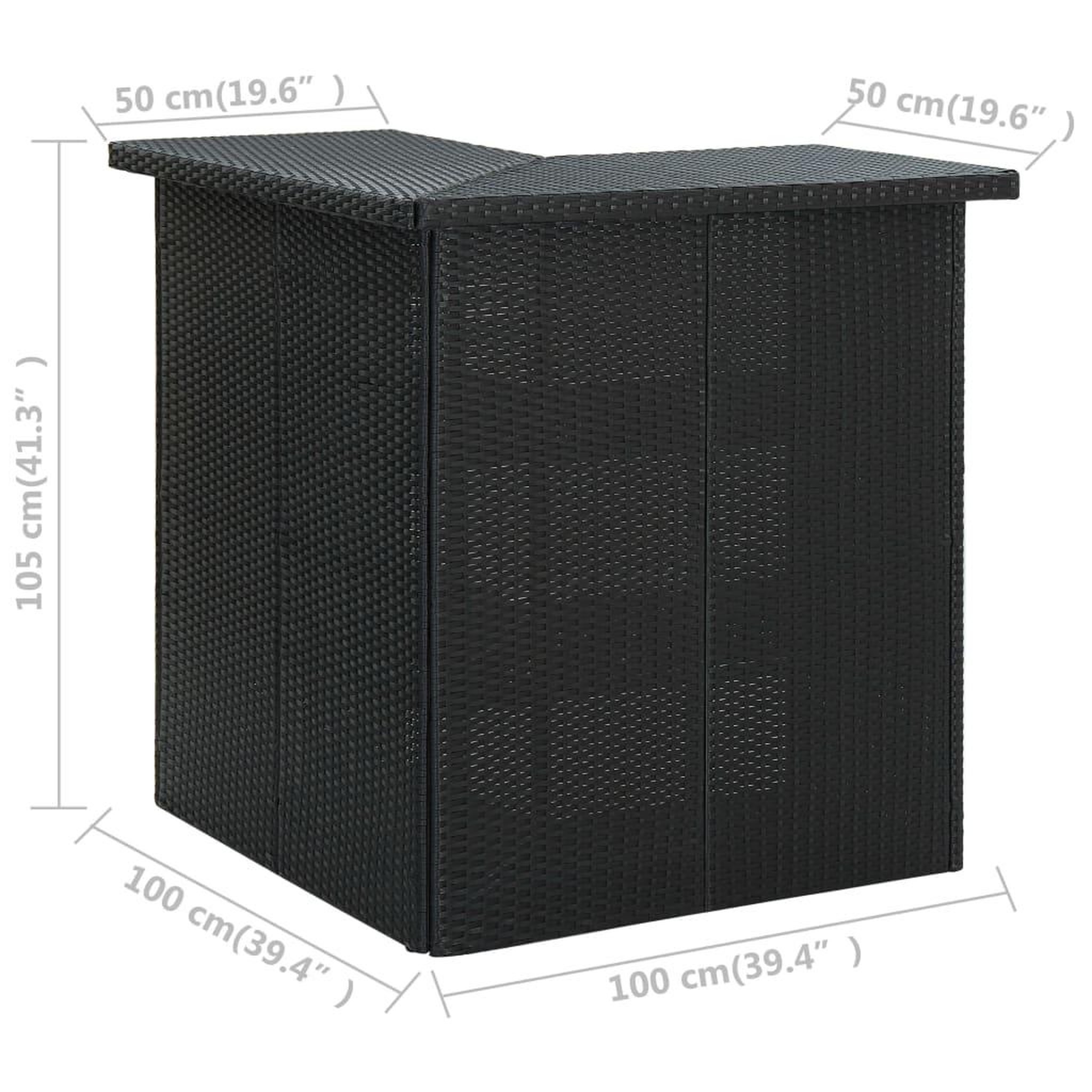 Voir la diapositive 6 : VIDAXL Table d'angle de bar Noir 100x50x105 cm Resine tressee