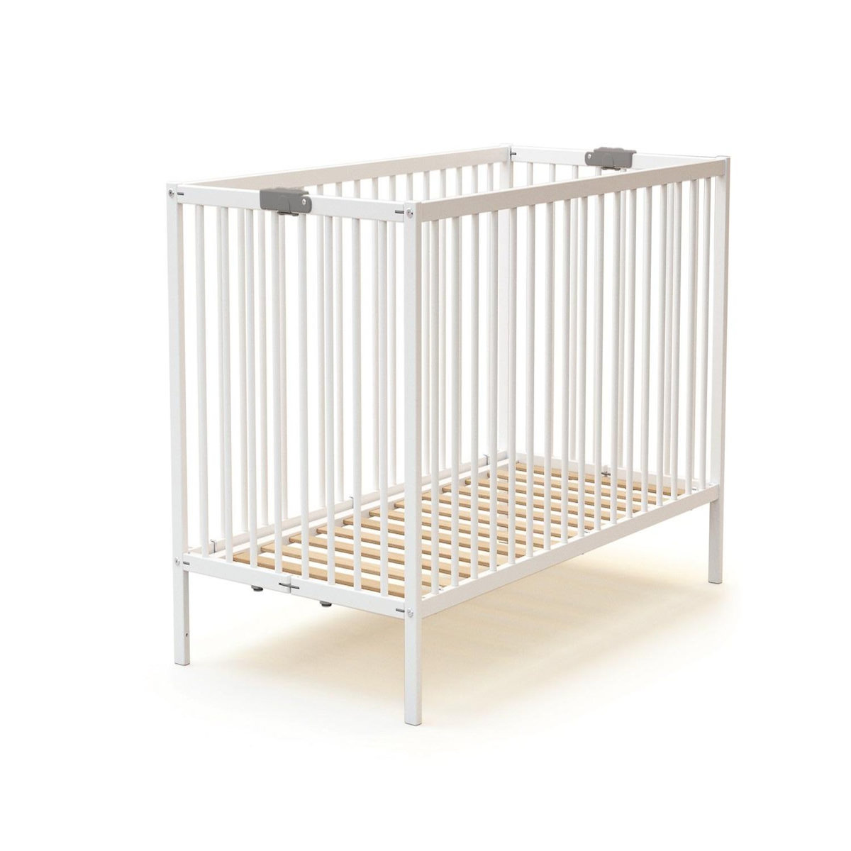 AT4 Lit en bois pliant à barreaux blanc Webaby
