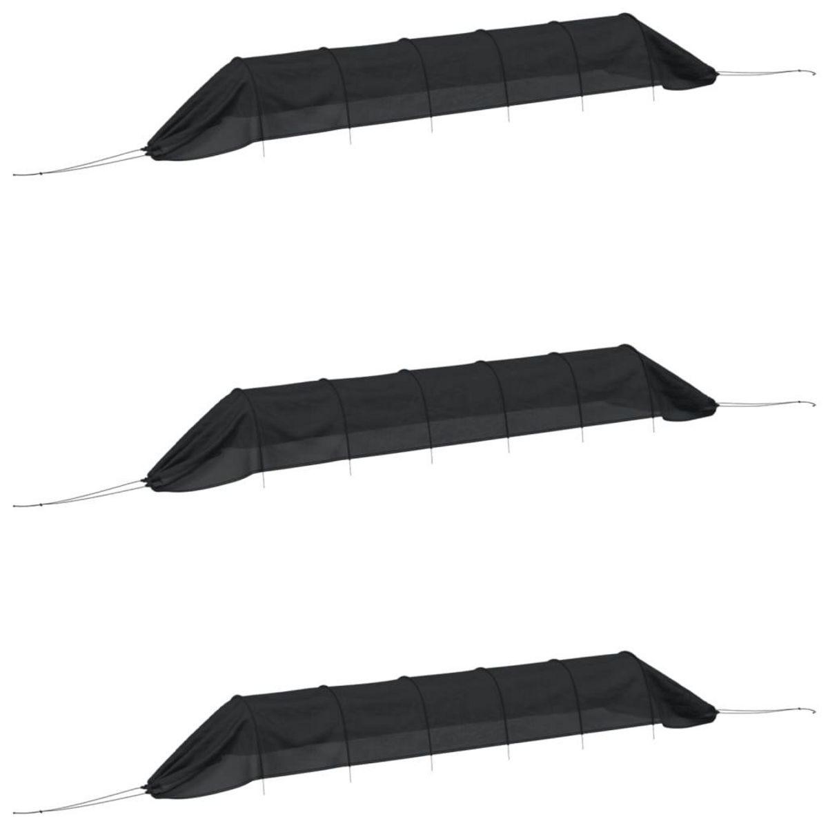 VIDAXL Tunnels en filet 3 pcs noir acier et polyethylene