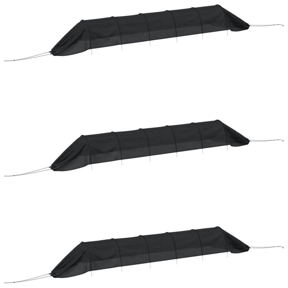 VIDAXL Tunnels en filet 3 pcs noir acier et polyethylene