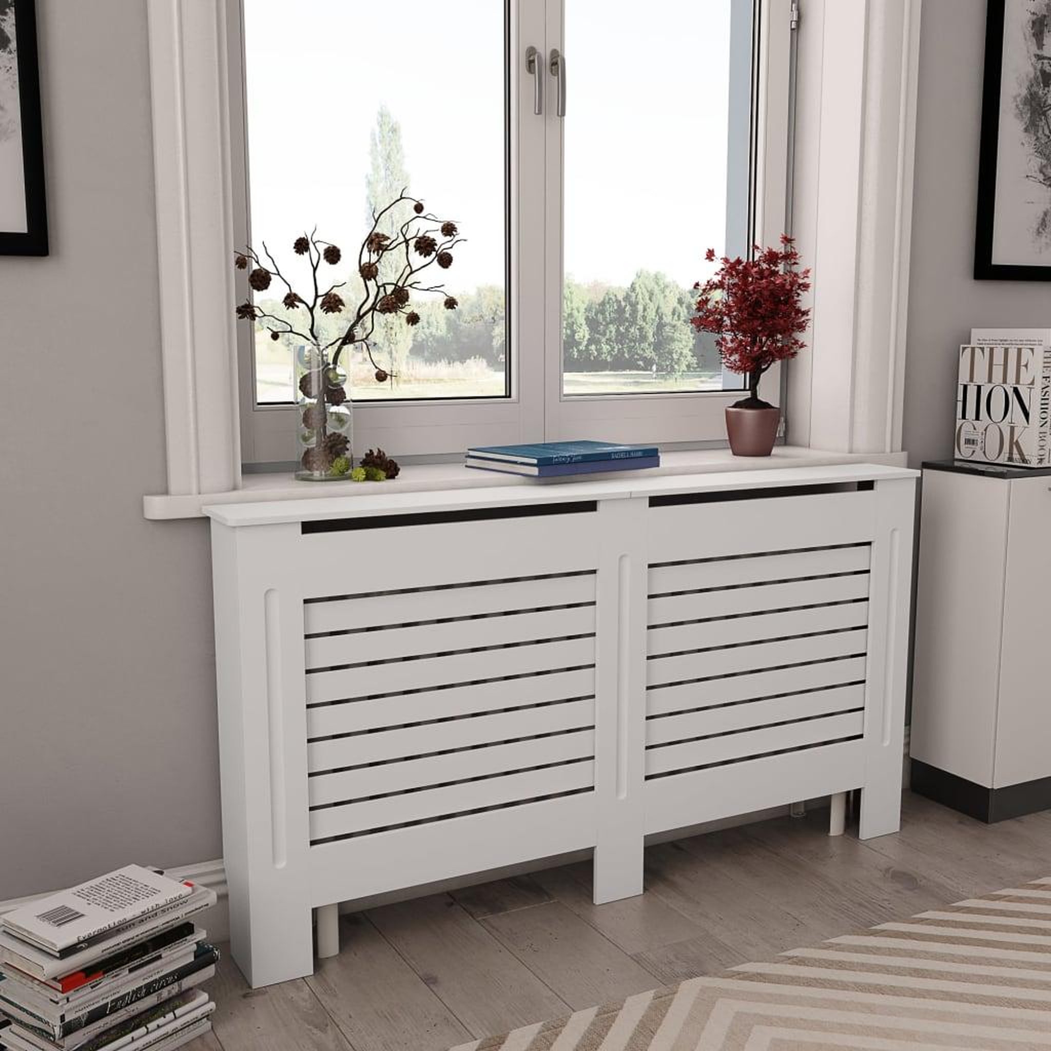 VIDAXL Cache-radiateurs 2 pcs Blanc 152x19x81,5 cm MDF