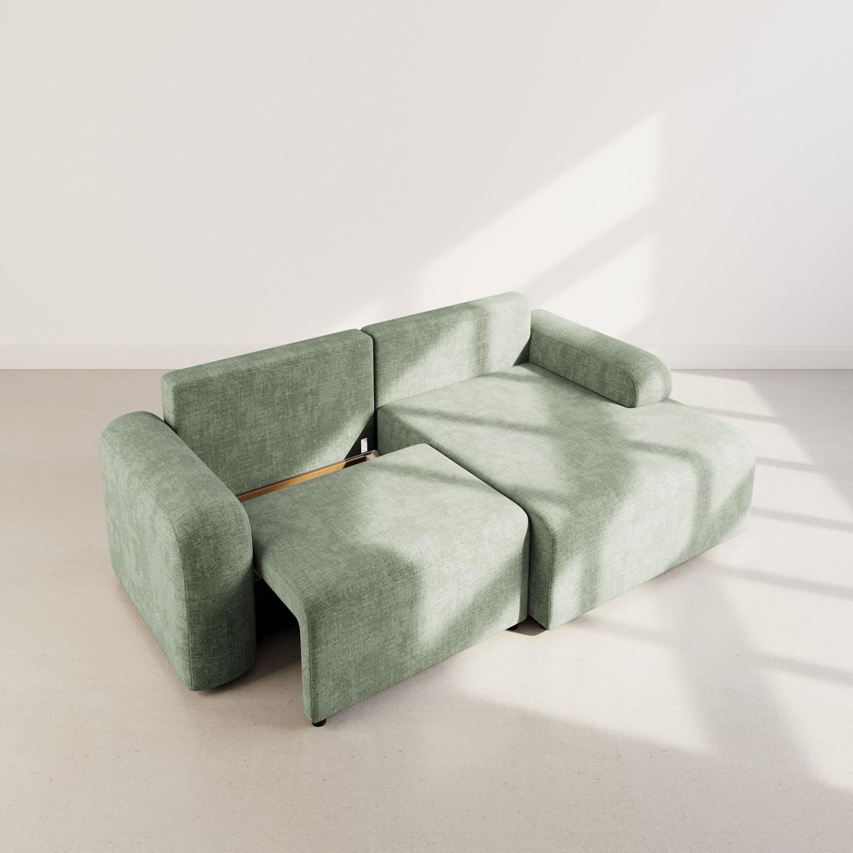 BEST MOBILIER Rebecca - canapé d'angle droit 4 places convertible avec coffre en velours texturé