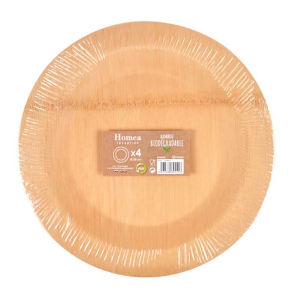 Paris Prix Lot de 4 Plateaux Ronds  Bambou  28cm Naturel