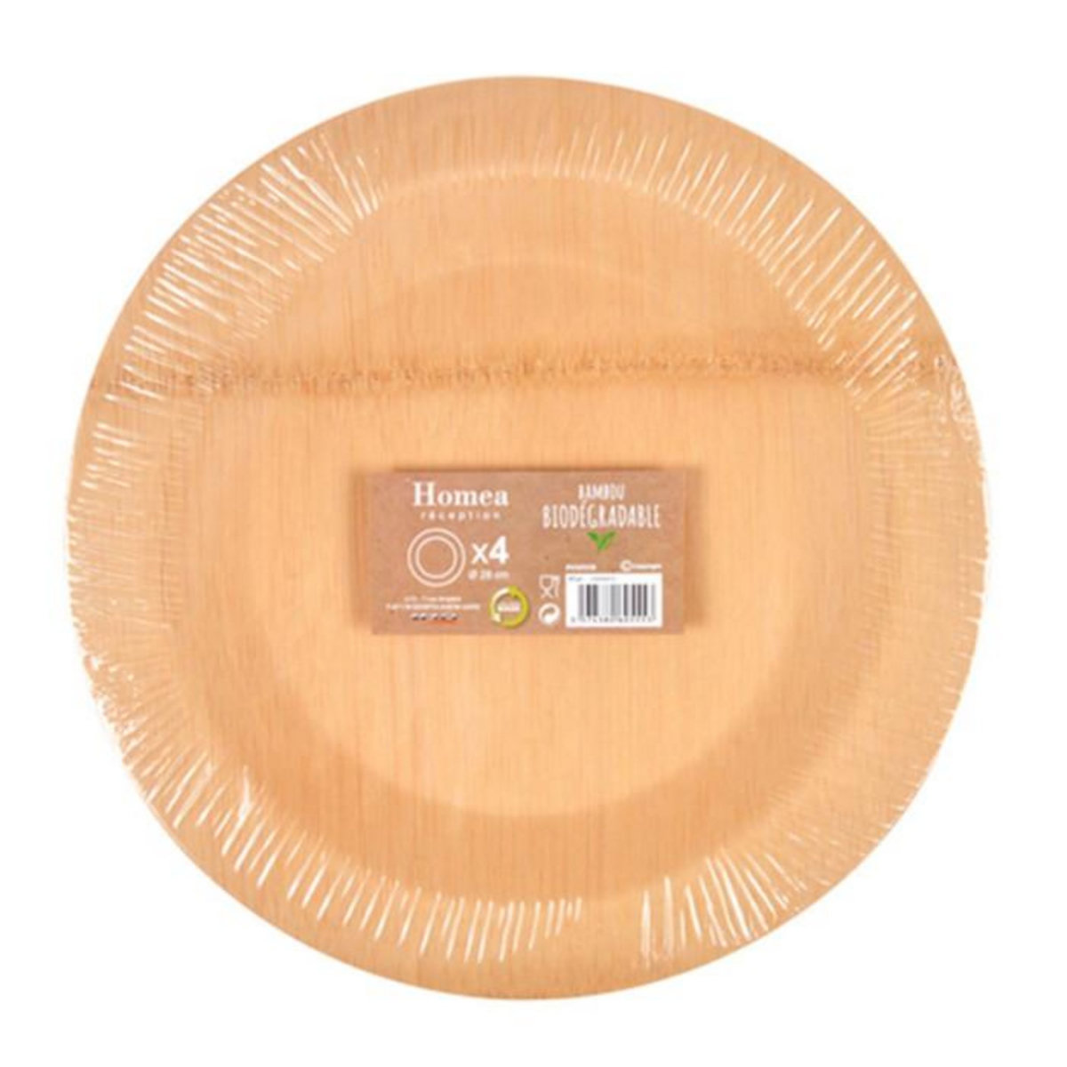 Paris Prix Lot de 4 Plateaux Ronds  Bambou  28cm Naturel