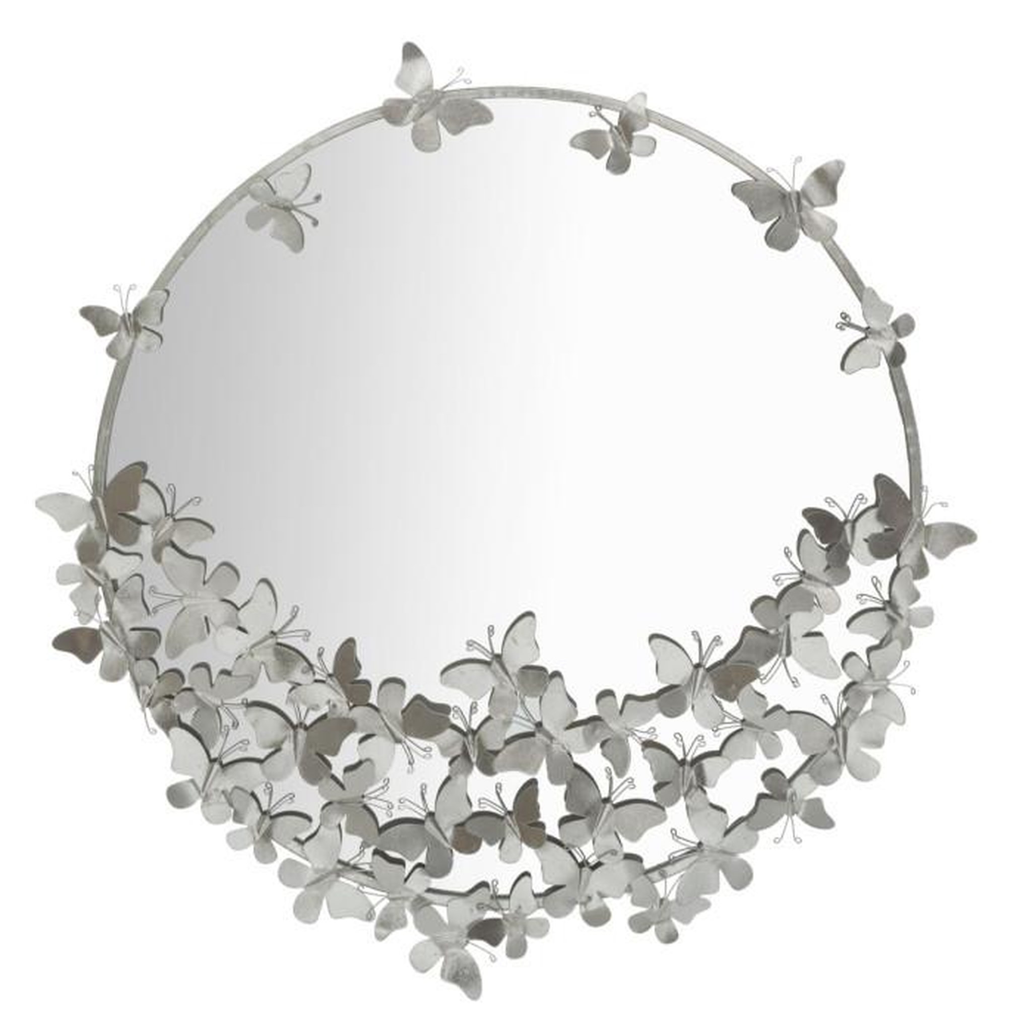 Voir la diapositive 1 : Paris Prix Miroir Mural Design  Butterfly  94cm Argent