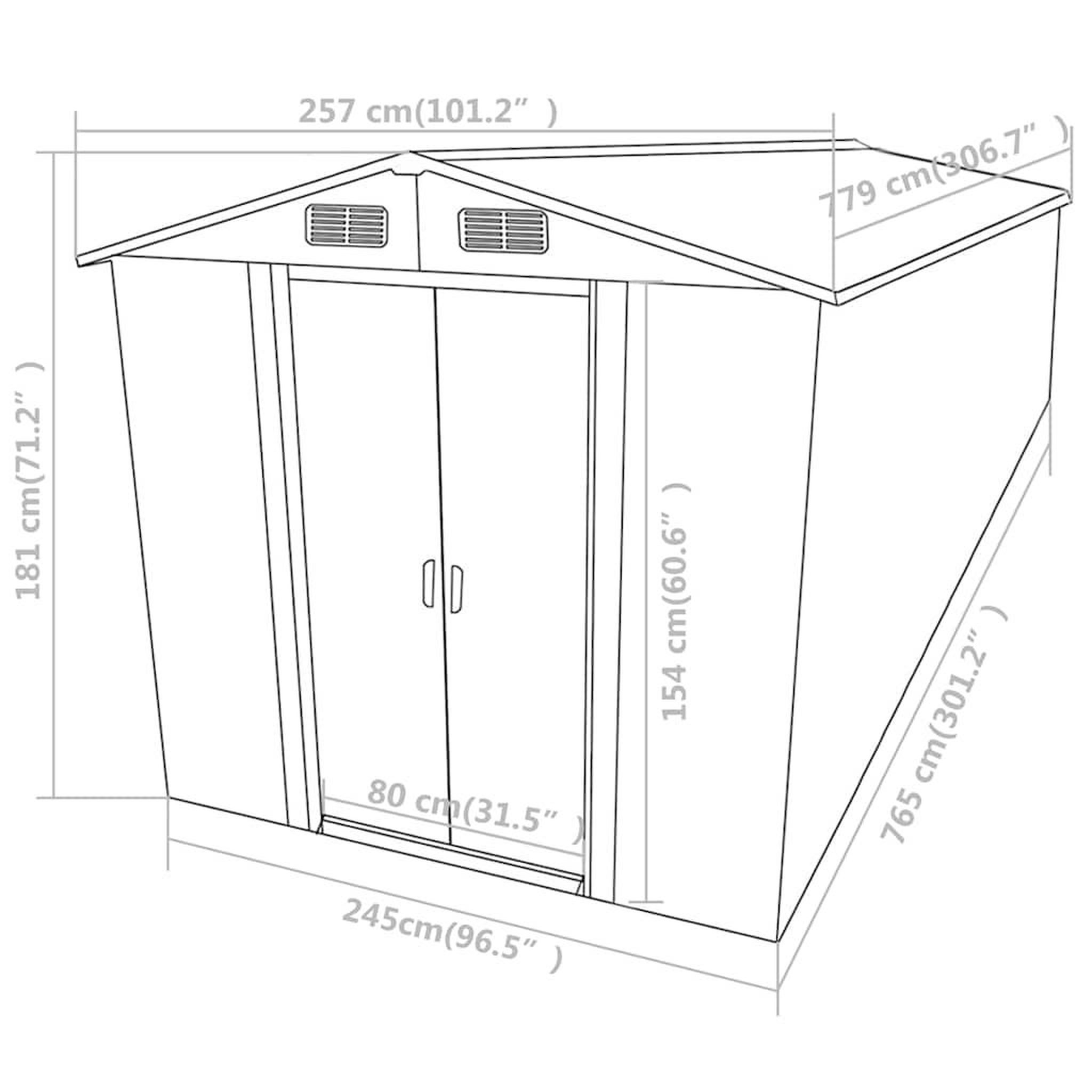Voir la diapositive 6 : VIDAXL Abri de jardin Gris 257x779x181 cm Acier galvanise