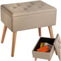Voir la diapositive 1 : tectake Banc avec coffre de rangement aspect lin avec rembourrage confortable sable