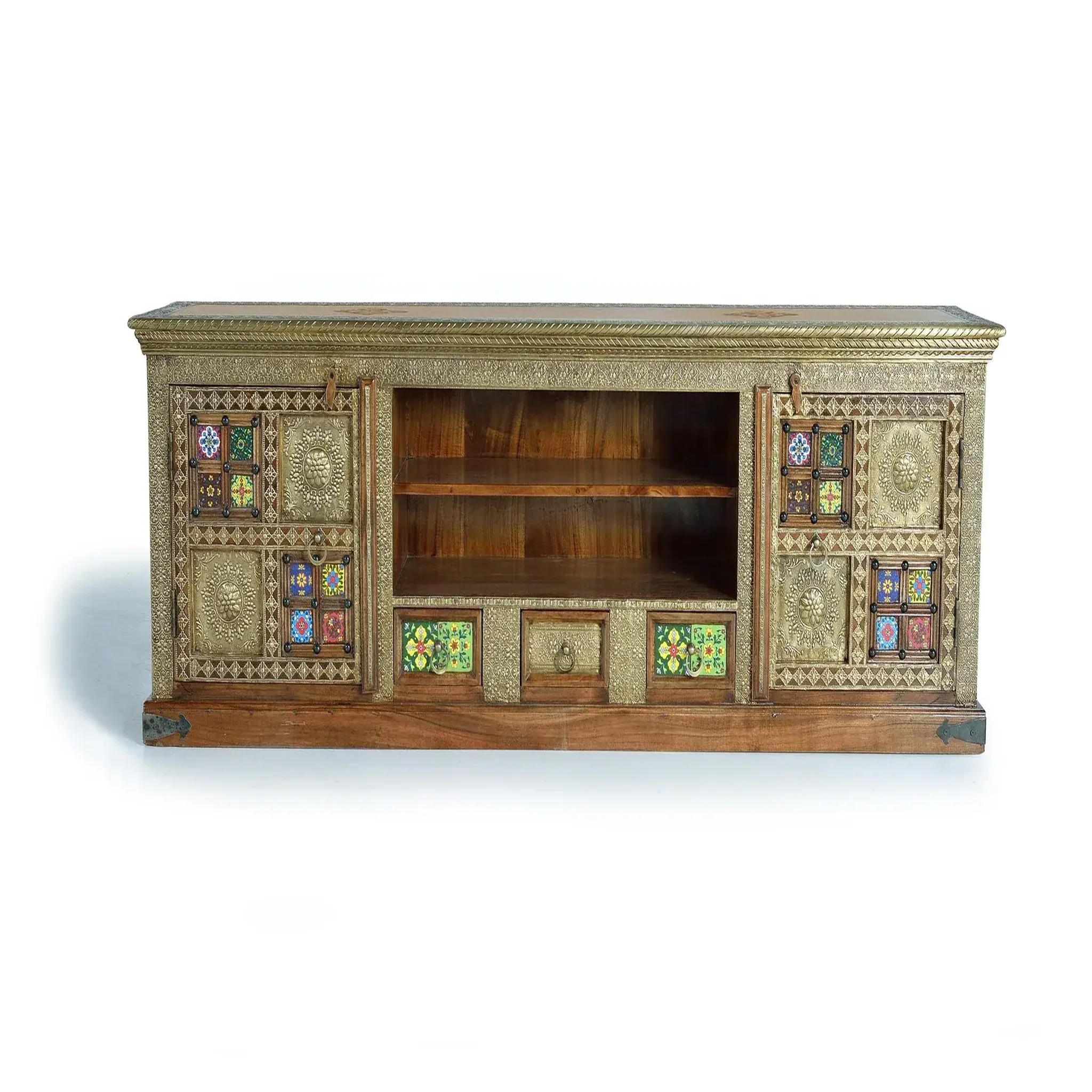 GINER Y COLOMER SL Meuble tv en bois d'acacia 180 cm style artisanal ethnique
