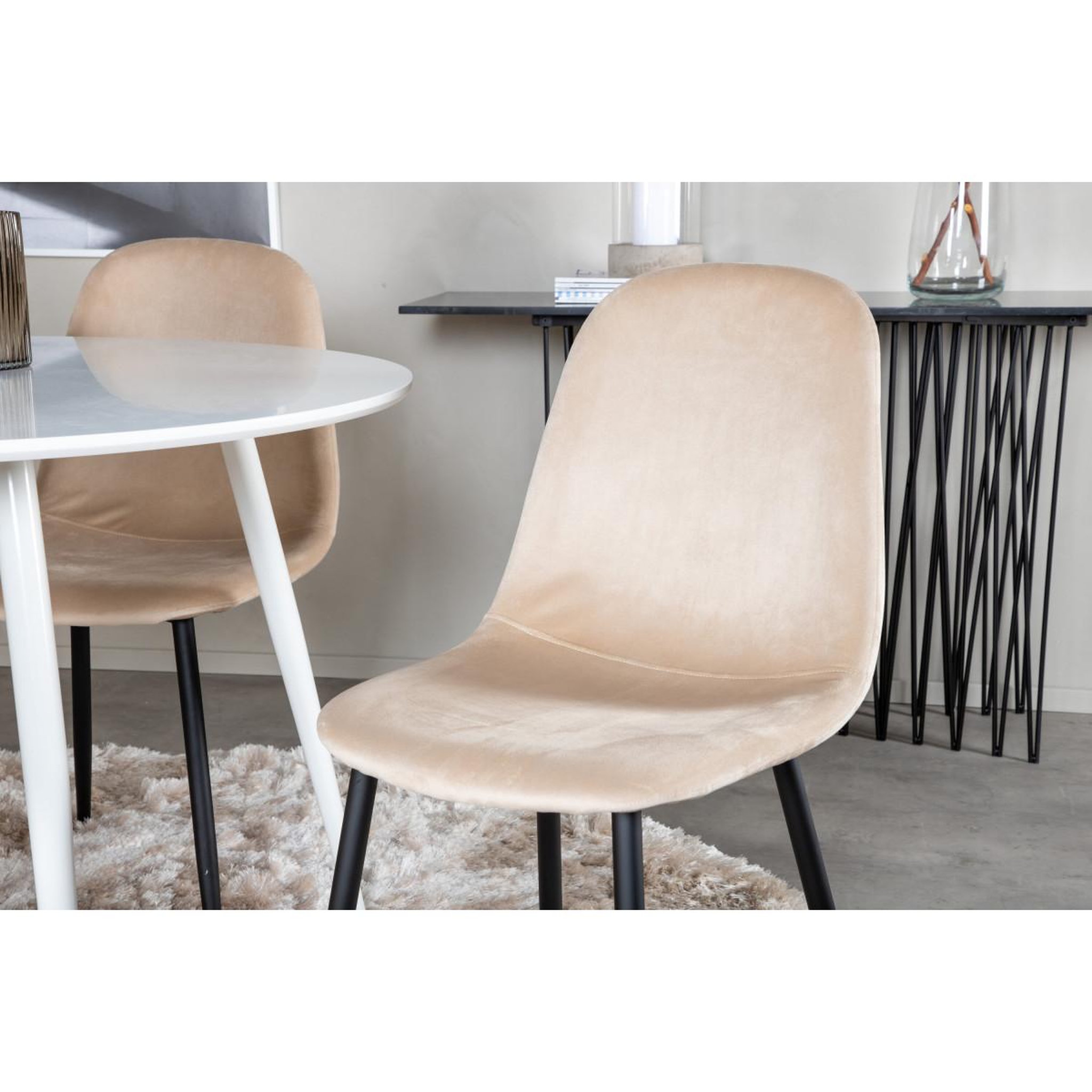 Voir la diapositive 5 : Paris Prix Ensemble table à manger & 4 chaises  plaza & polar i  100cm blanc & beige