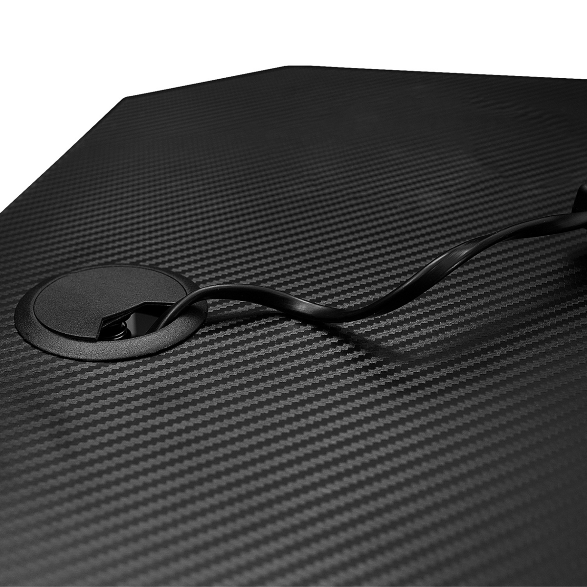 ID MARKET Bureau gaming droit 120 cm noir ALEXIS porte-gobelet et crochet pour casque