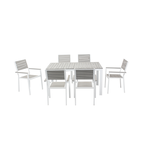 CONCEPT USINE Table de jardin et 6 fauteuils en aluminium gris et blanc SIDERNO