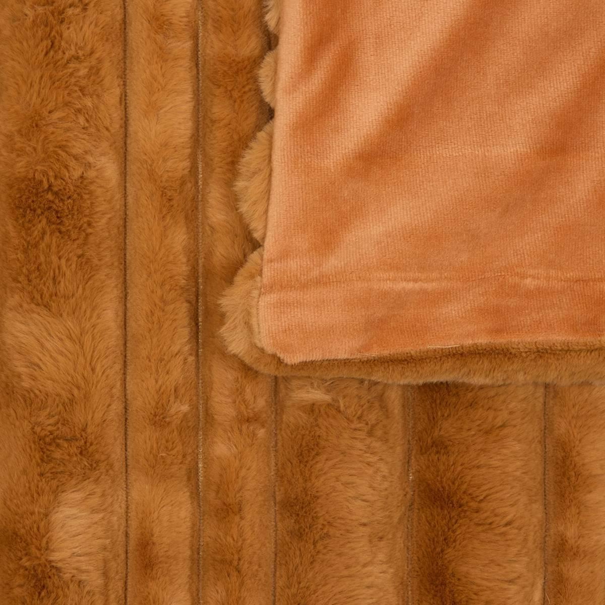 Voir la diapositive 2 : ATMOSPHERA Plaid imitation fourrure  coti  120x160cm cognac
