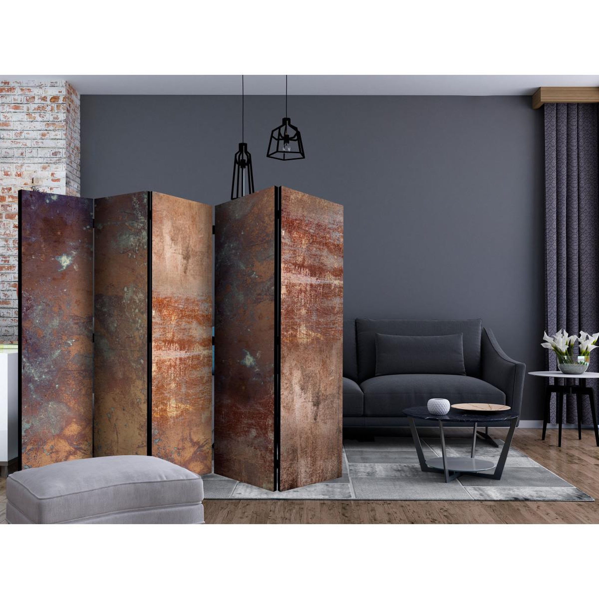 Voir la diapositive 2 : Paris Prix Paravent 5 volets  rusty plate  172x225cm