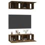 Voir la diapositive 3 : VIDAXL Meubles TV muraux 4 pcs Chene fume 60x30x30cm Bois d'ingenierie