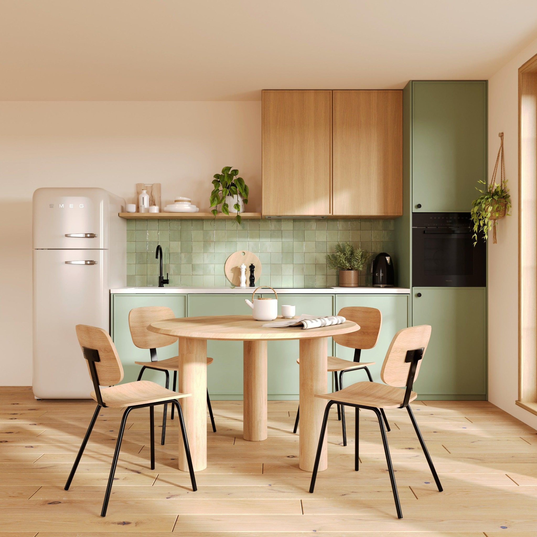 Voir la diapositive 5 : MAISON PAVANE Table ronde en bois de manguier 4 personnes-sacha