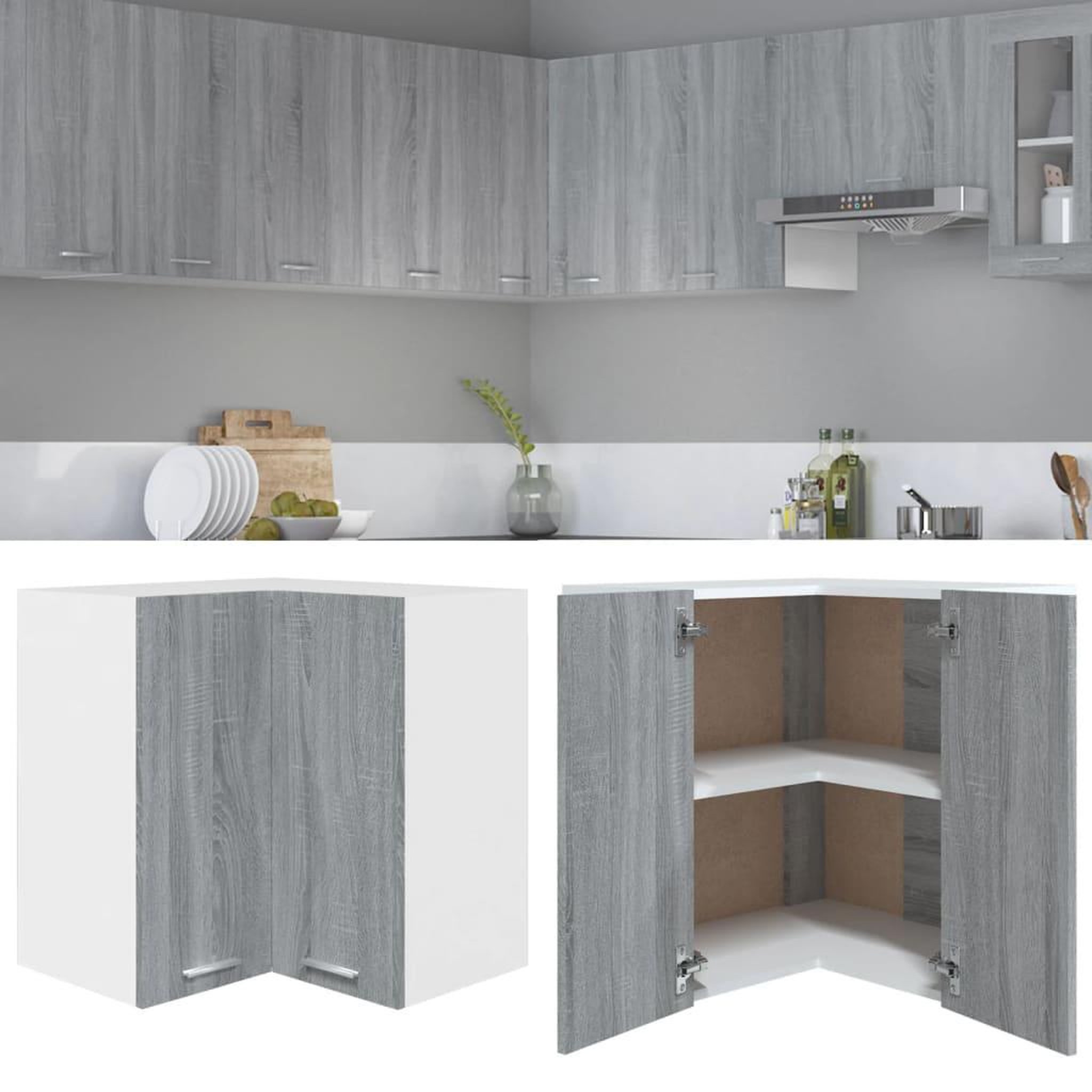 VIDAXL Armoire d'angle suspendue Sonoma gris Bois d'ingenierie