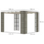 Voir la diapositive 3 : OUTSUNNY Pergola rétractable style colonial dim. 2,98L x 2,98l x 2H m métal époxy anticorrosion résine tressée grise toile polyester haute densité 180 g/m² crème