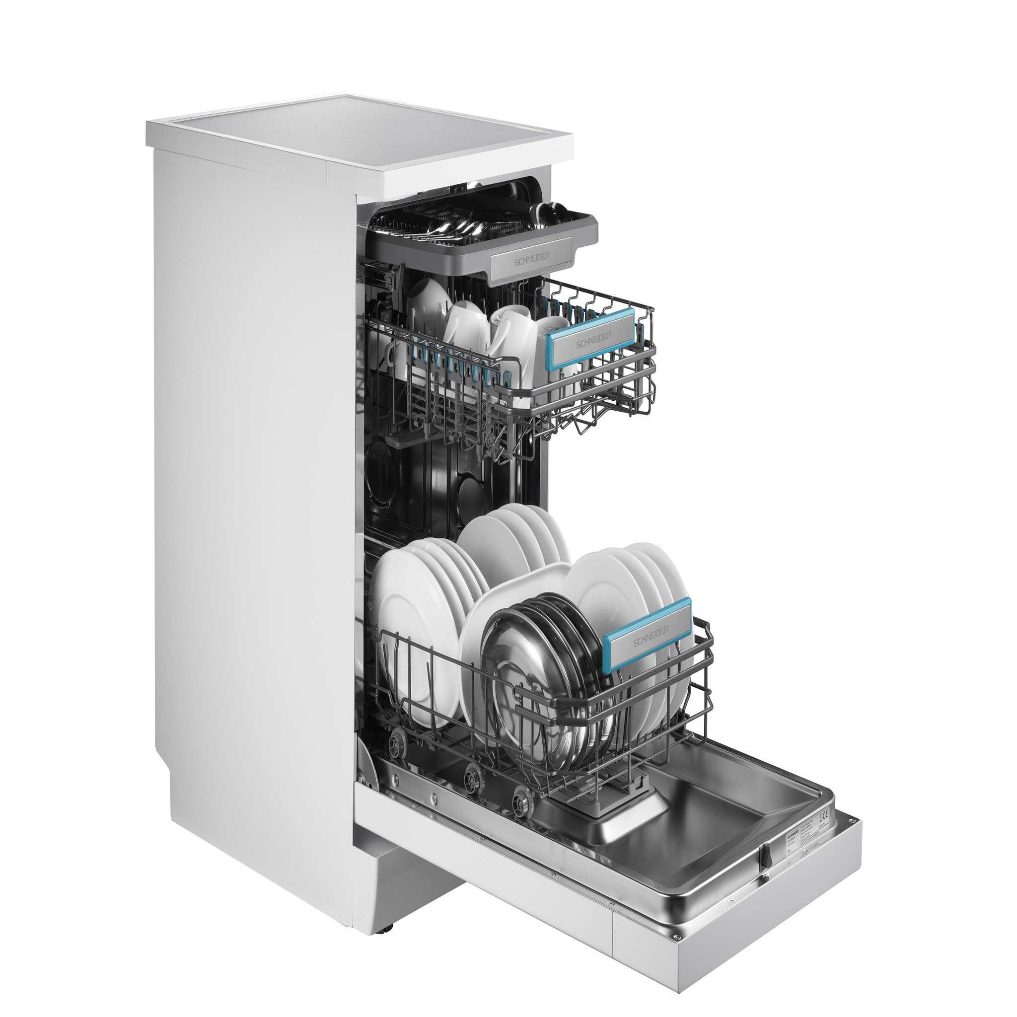 Voir la diapositive 4 : SCHNEIDER Schneider scdw1144cw - lave-vaisselle pose libre 11 couverts 45cm blanc