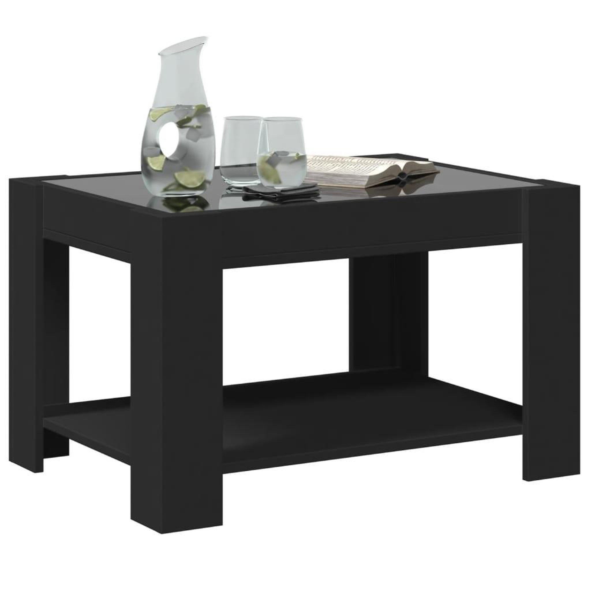 Voir la diapositive 5 : VIDAXL Table basse avec LED noir 73x53x45 cm bois d'ingenierie