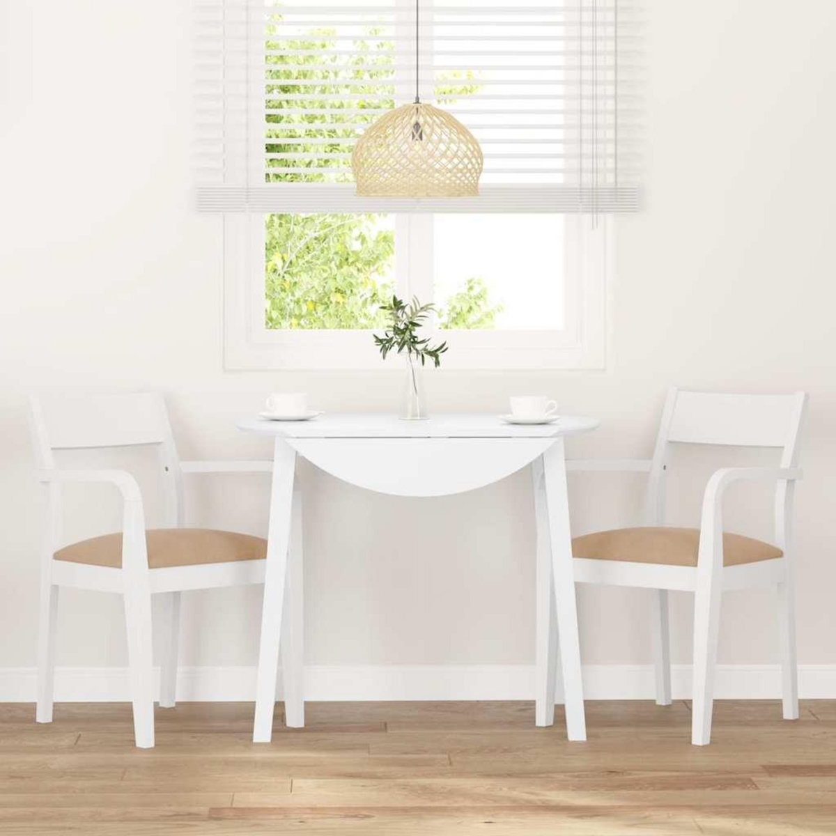 VIDAXL Chaises a manger coussins 2 pcs blanc bois massif caoutchouc