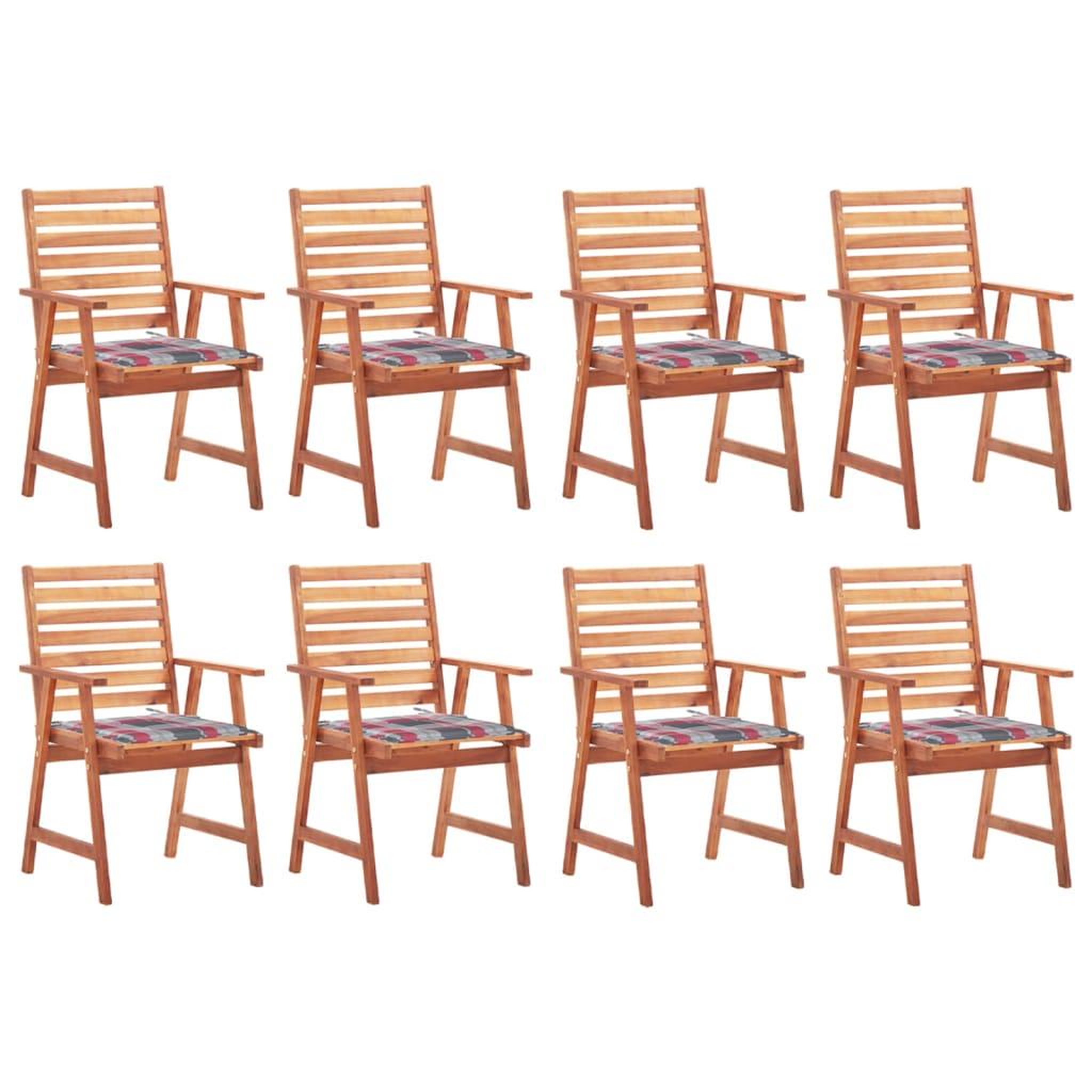 Voir la diapositive 1 : VIDAXL Chaises a manger d'exterieur lot de 8 et coussins Acacia massif