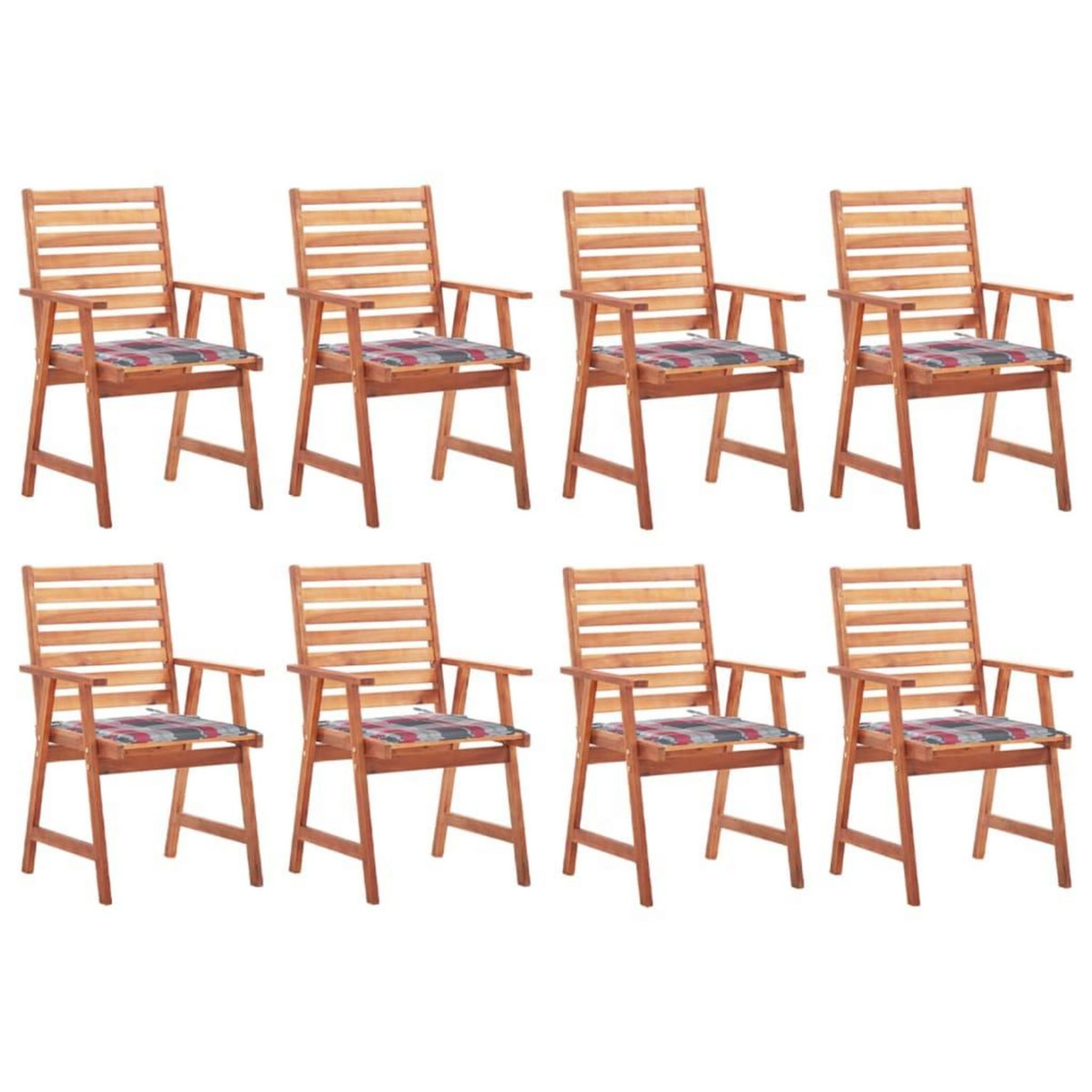 VIDAXL Chaises a manger d'exterieur lot de 8 et coussins Acacia massif