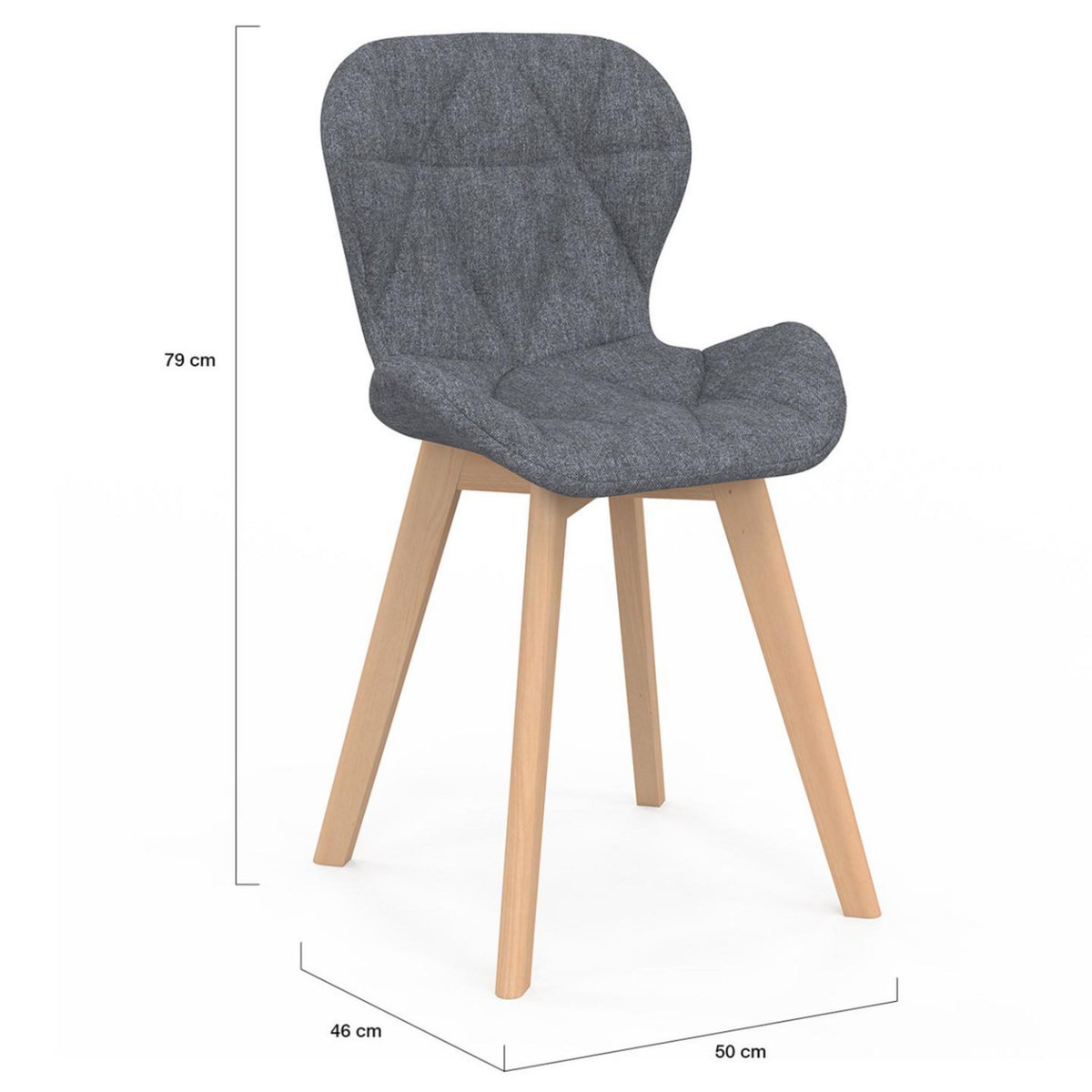 ID MARKET Lot de 6 chaises ROBINE en tissu gris foncé pour salle à manger