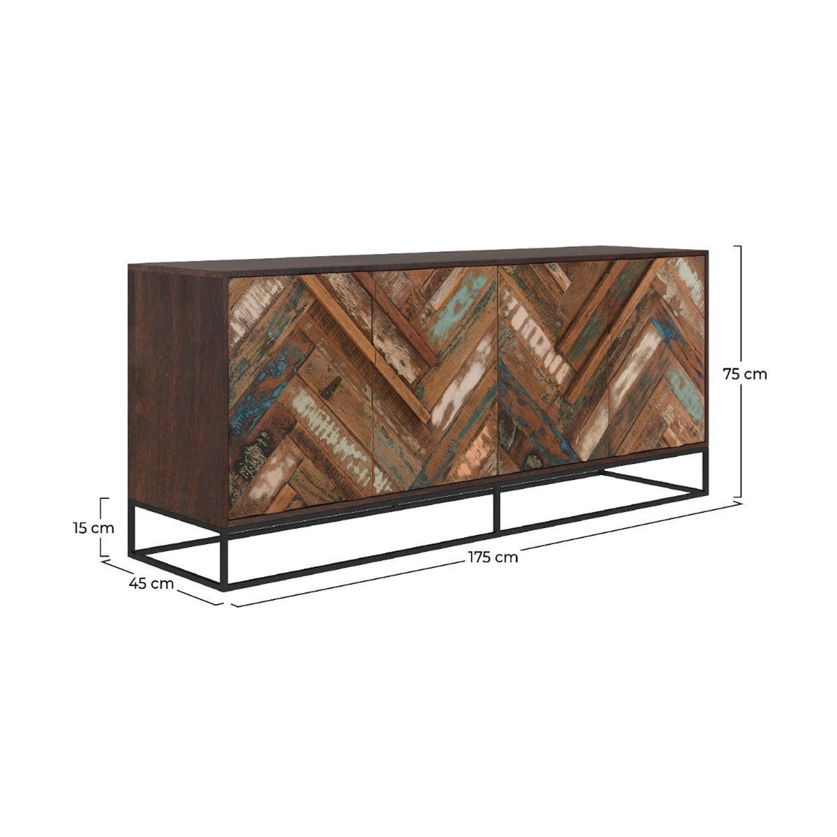 Rendez vous déco Buffet 4 portes en bois d'acacia et bois recyclé-Krabi