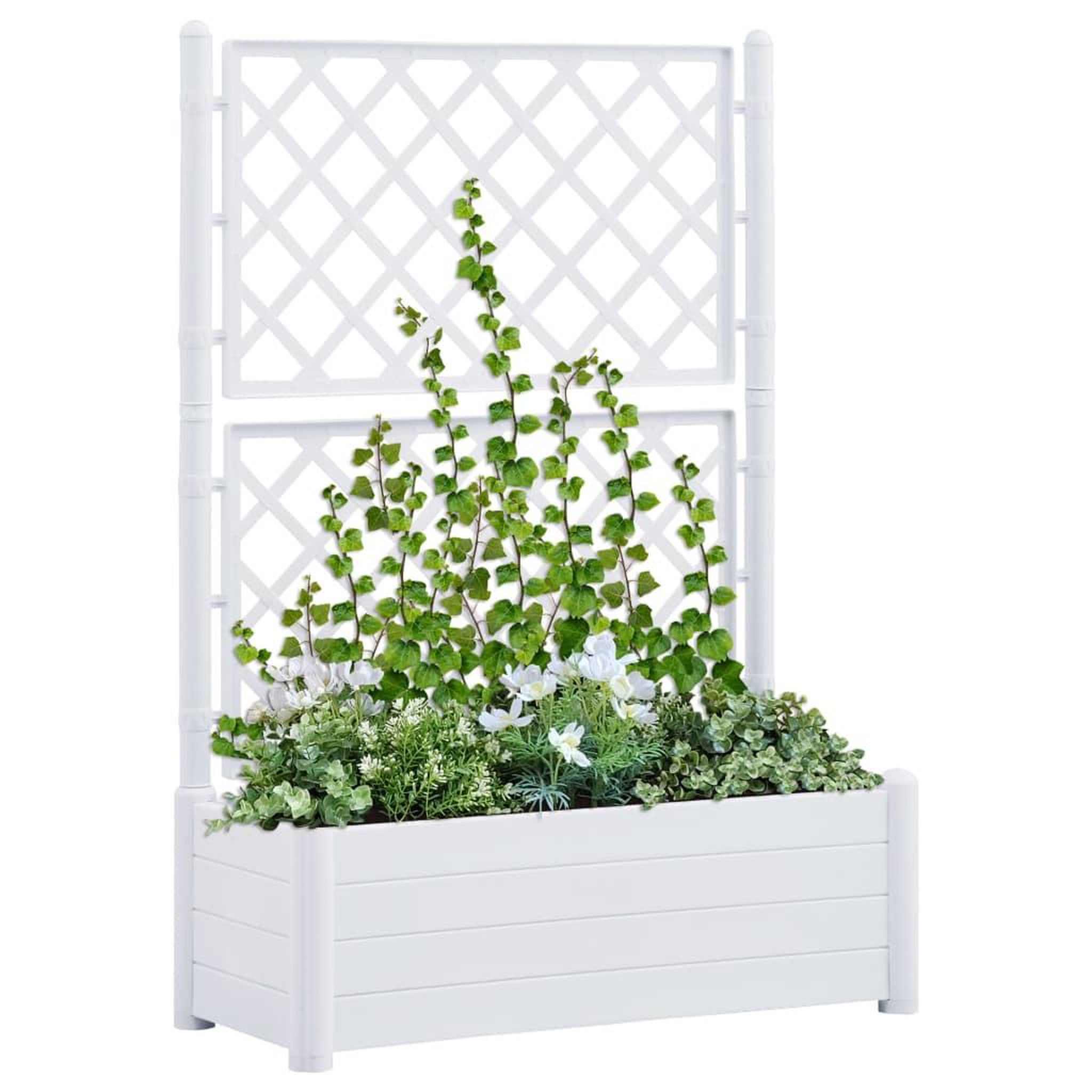 Voir la diapositive 1 : VIDAXL Jardiniere avec treillis 100x43x142 cm PP Blanc