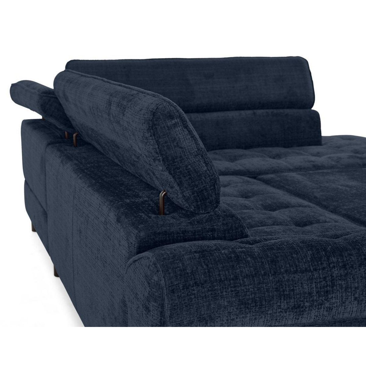 LISA DESIGN Marlo - canapé d'angle droit 5 places convertible avec coffre et têtières en velours texturé