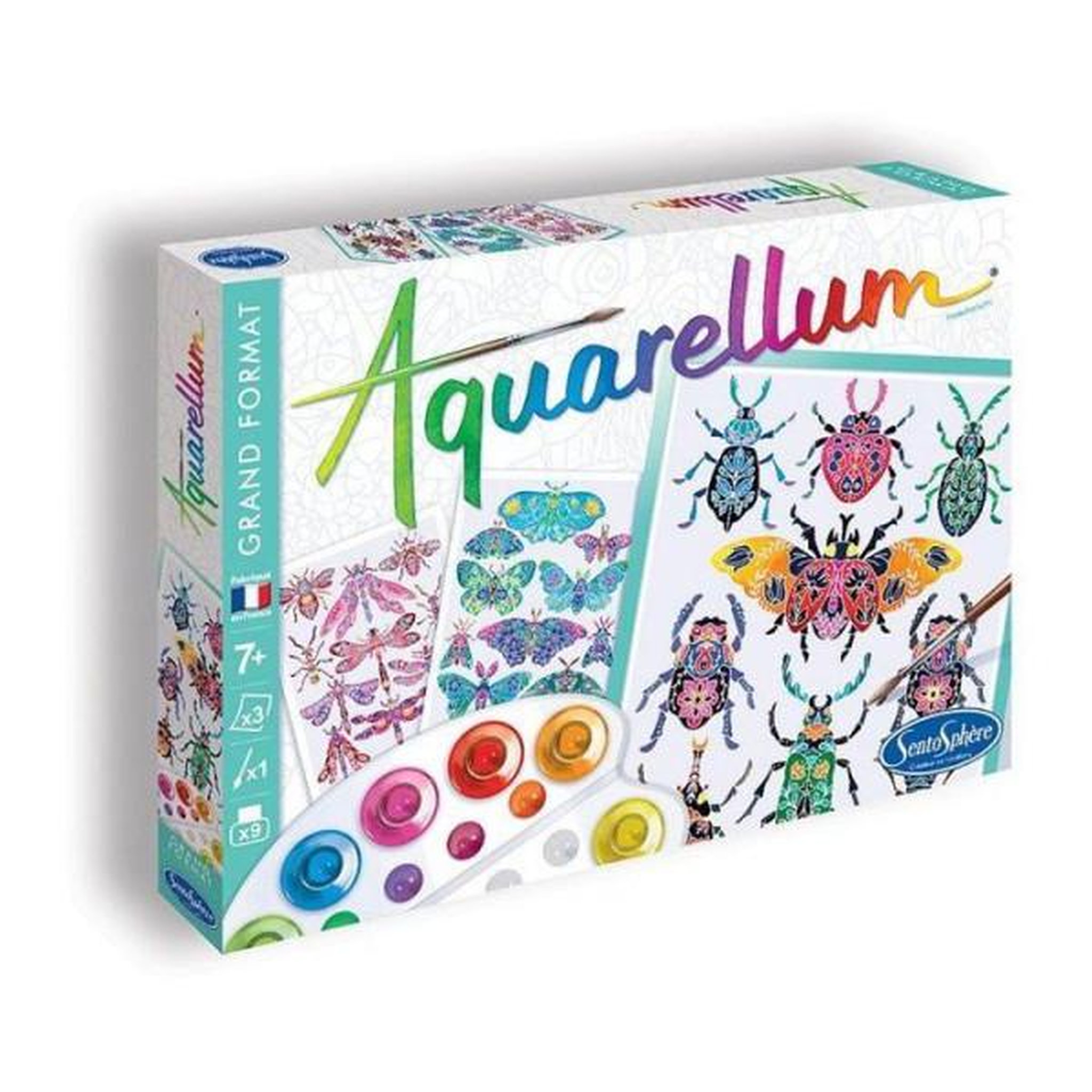 Sentosphere Peinture aquerelle - sentosphere - aquarellum - insectarium - 9 couleurs - 3 tableaux - sertissage sur papier - des 7 ans