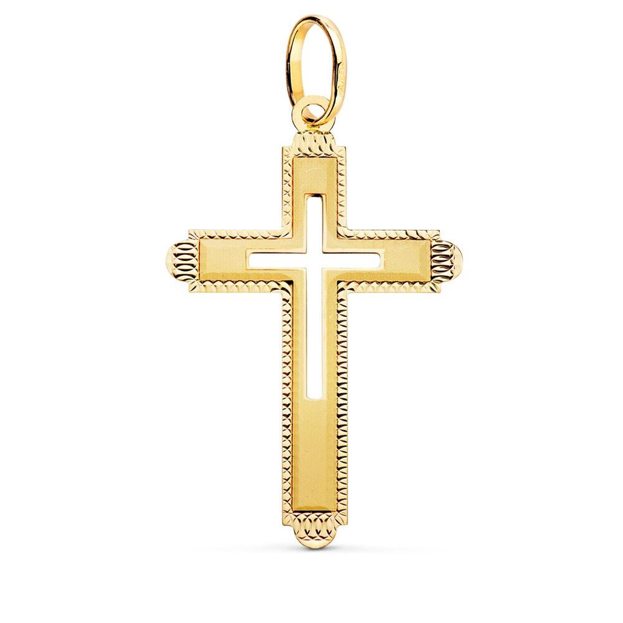 L'ATELIER D'AZUR Pendentif  - Médaille Croix Or 18 Carats 750 Jaune - Chaine Offerte