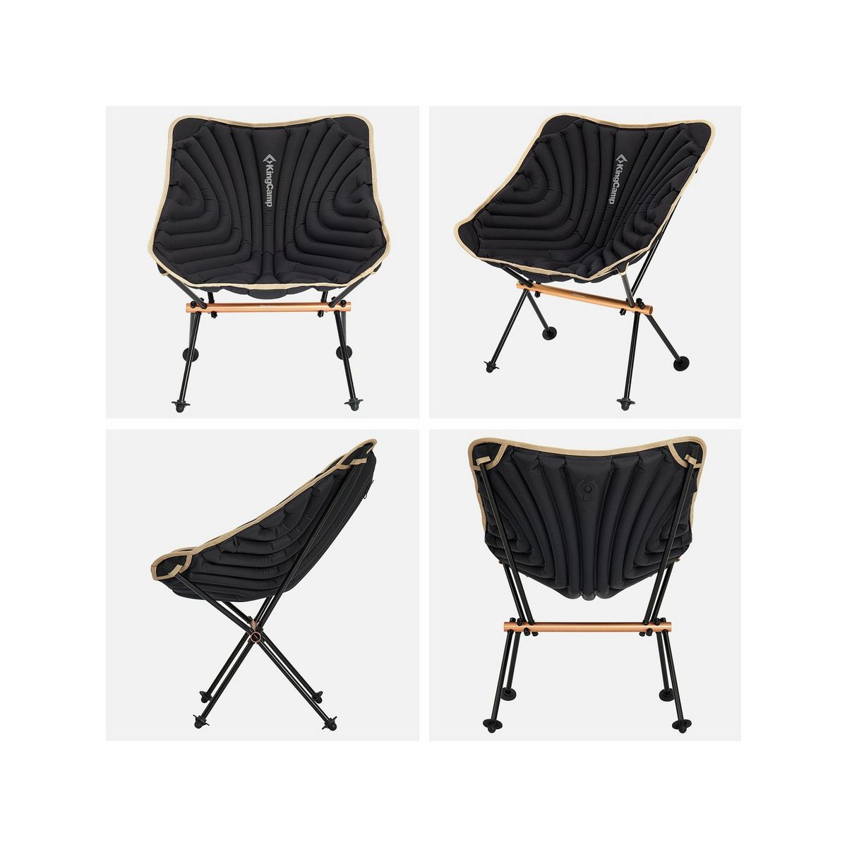 KINGCAMP Chaise de camping gonflable - Kingcamp - Noir - Sac de transport inclus