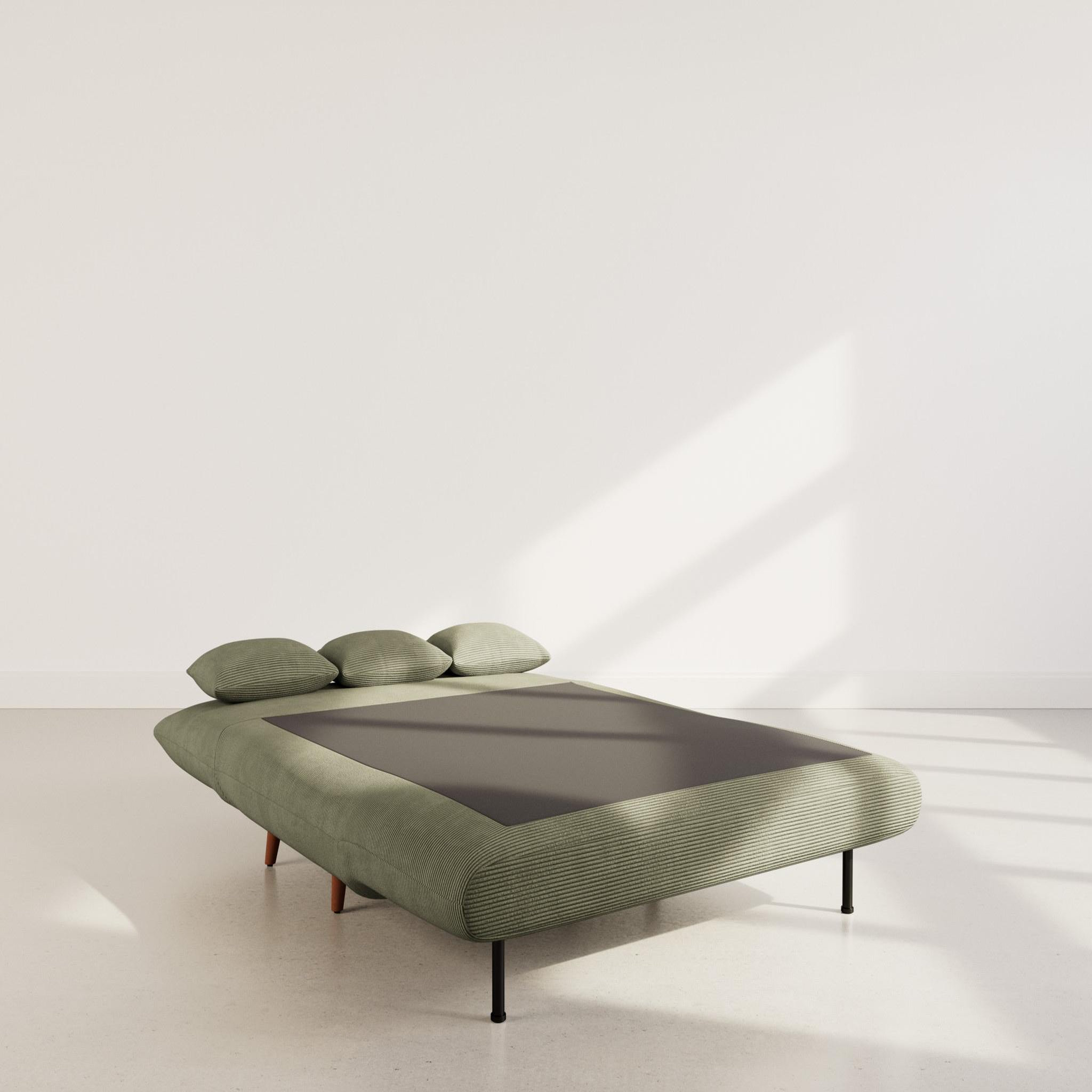 Voir la diapositive 3 : BEST MOBILIER Lumi - banquette convertible clic-clac 2 places en velours côtelé
