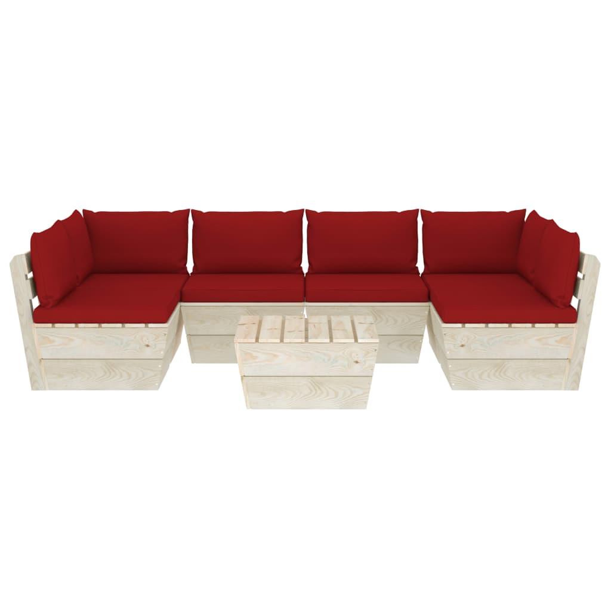 Voir la diapositive 3 : VIDAXL Salon de jardin palette 7 pcs avec coussins bois d'epicea