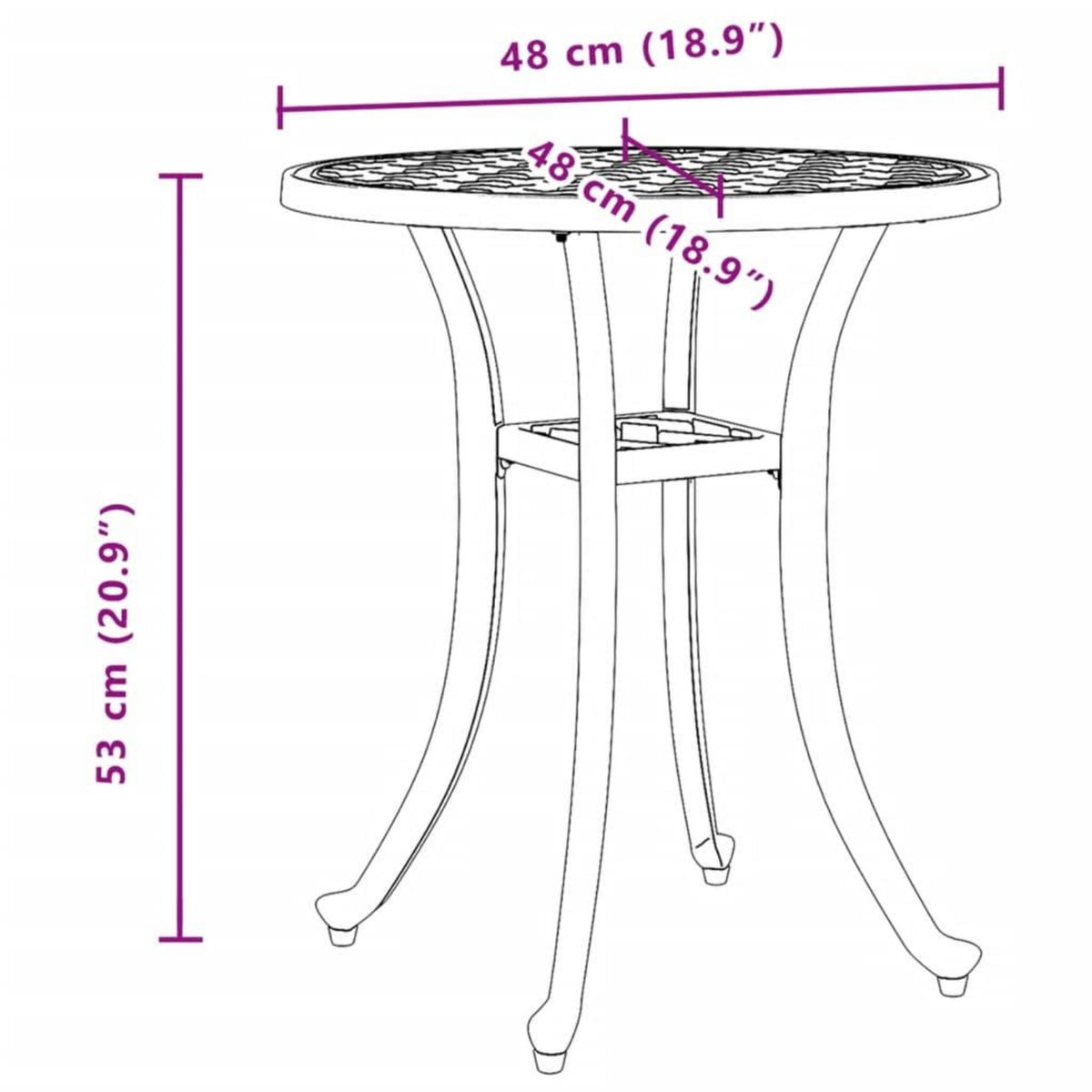 VIDAXL Table de jardin vert Ø48x53 cm aluminium coule