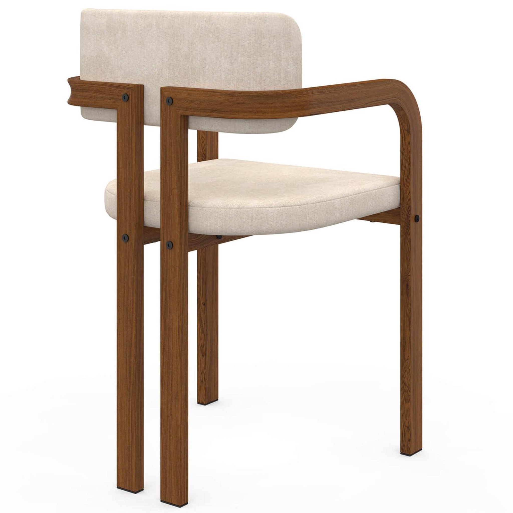 Voir la diapositive 4 : ID MARKET Lot de 4 chaises de salle à manger, fauteuils de table esma en métal effet noyer et tissu chenille beige avec accoudoirs
