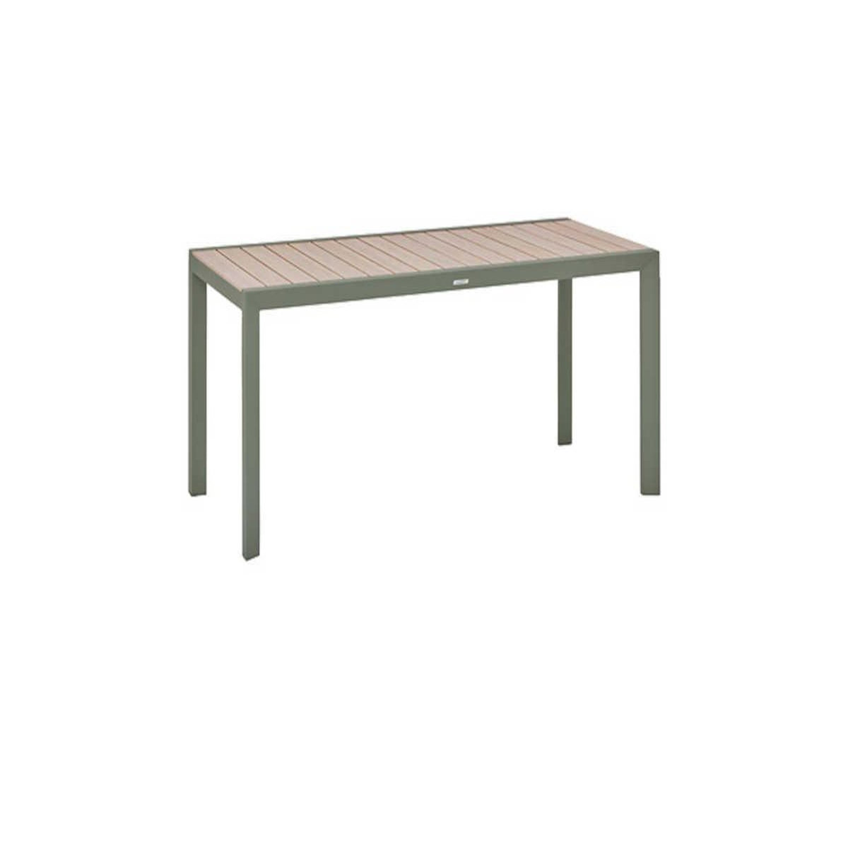 HESPERIDE Table de jardin rectangulaire alu Evasion 6 places effet bois Lin et laurier - Hespéride