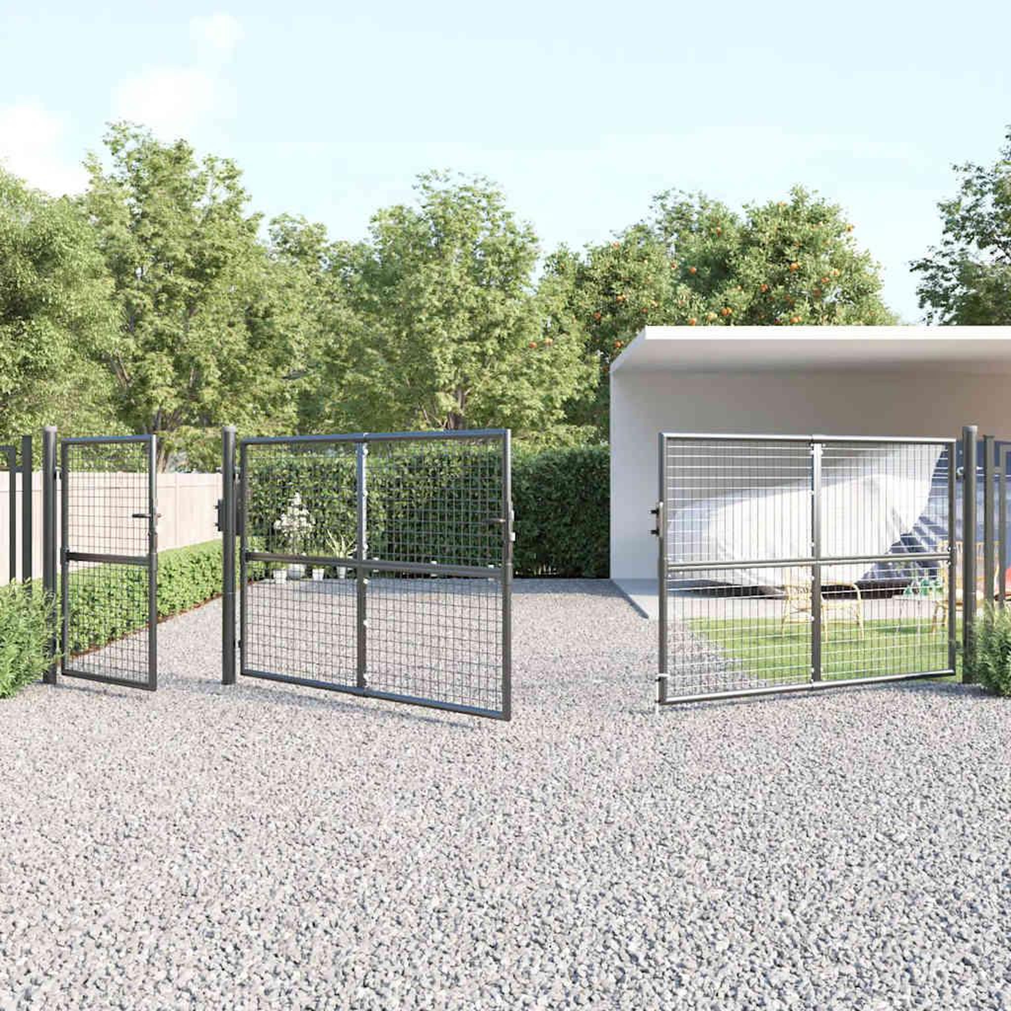 Voir la diapositive 3 : VIDAXL Portail de jardin grillage Anthracite 500 x 125 cm Acier galvanise