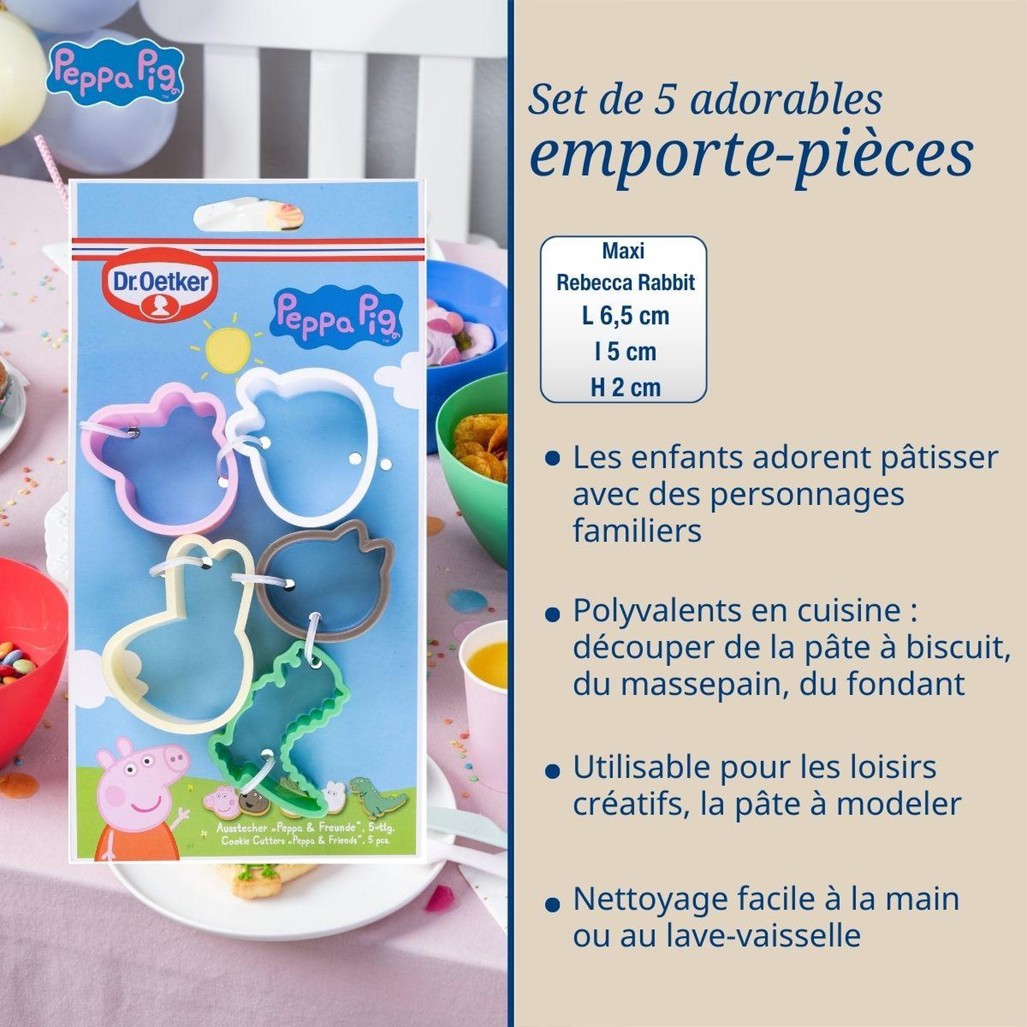 Voir la diapositive 3 : DR.OETKER Ensemble de 5 emporte-pièces pour enfants dr. Oetker peppa pig