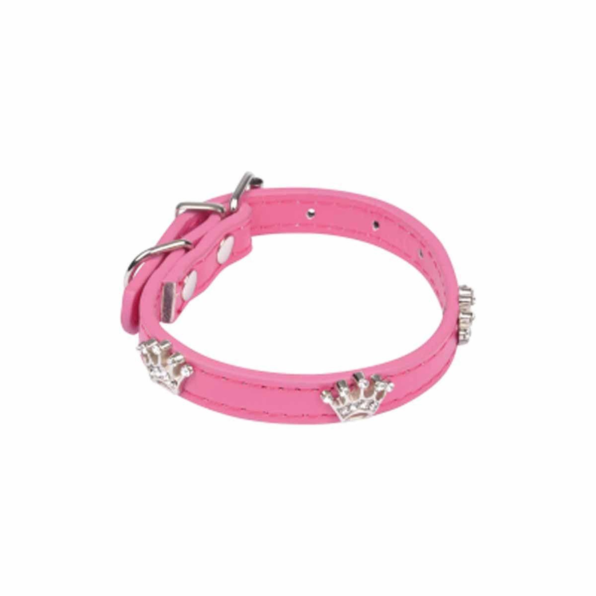 LOVE STORY Collier fantaisie pour chien  couronnes  30cm fuchsia