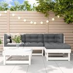 VIDAXL Salon de jardin 5 pcs avec coussins blanc bois massif