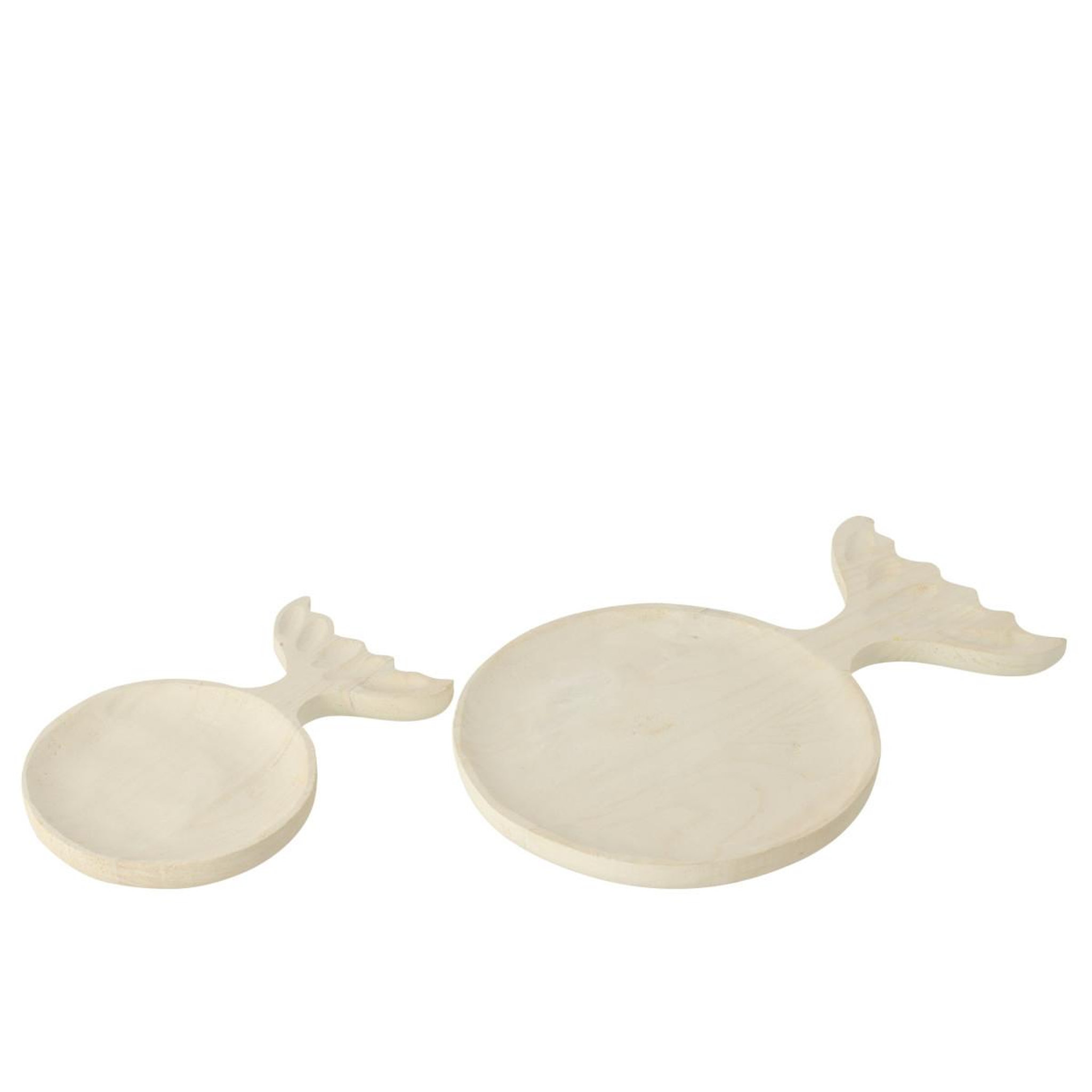 Voir la diapositive 2 : J-LINE Plateau déco poisson en bois  dona  45cm blanc