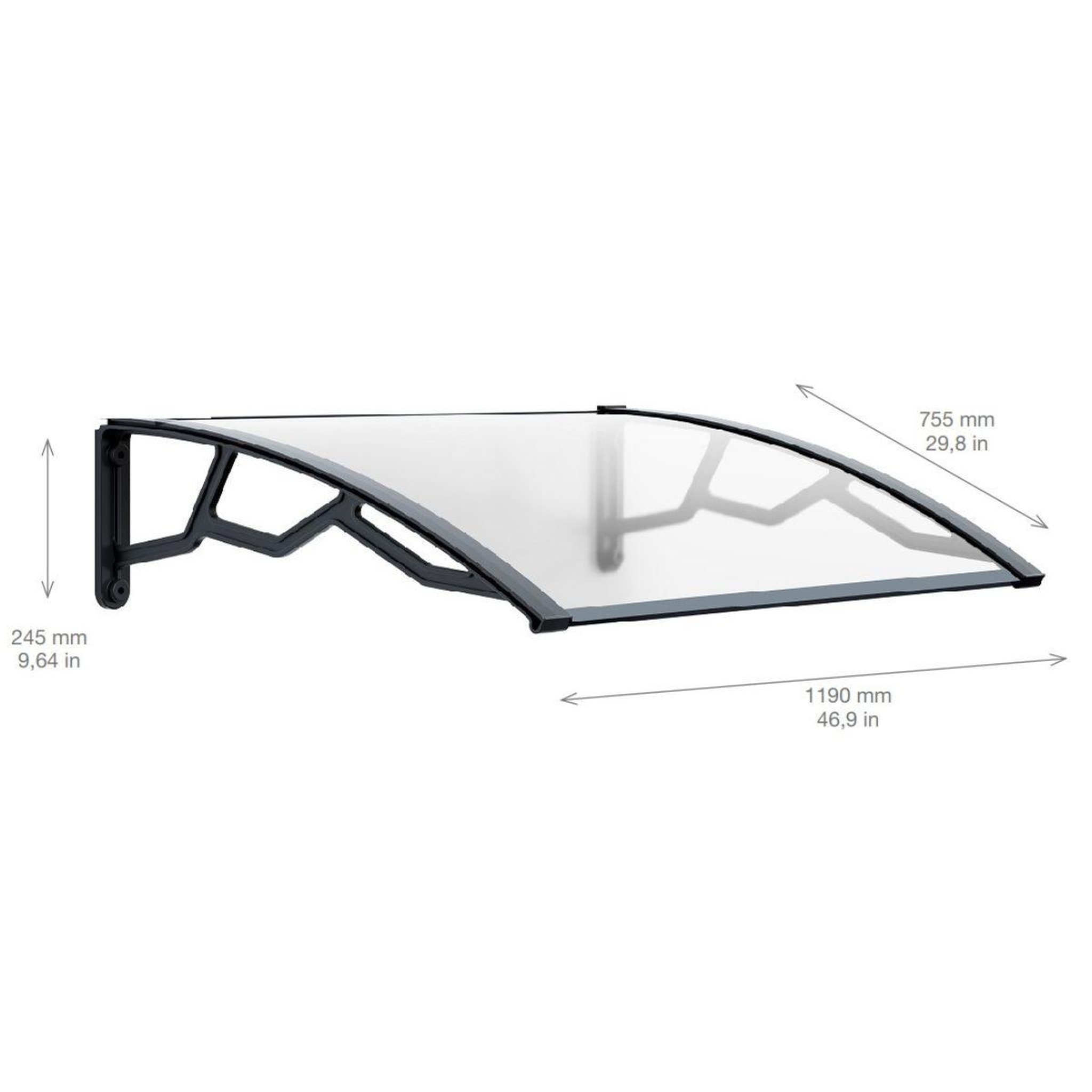 Voir la diapositive 6 : ART PLAST Auvent de porte d'entrée et fenêtre 80 x 100 cm - polycarbonate anti uv marquise extérieure bras polypropylène art plast